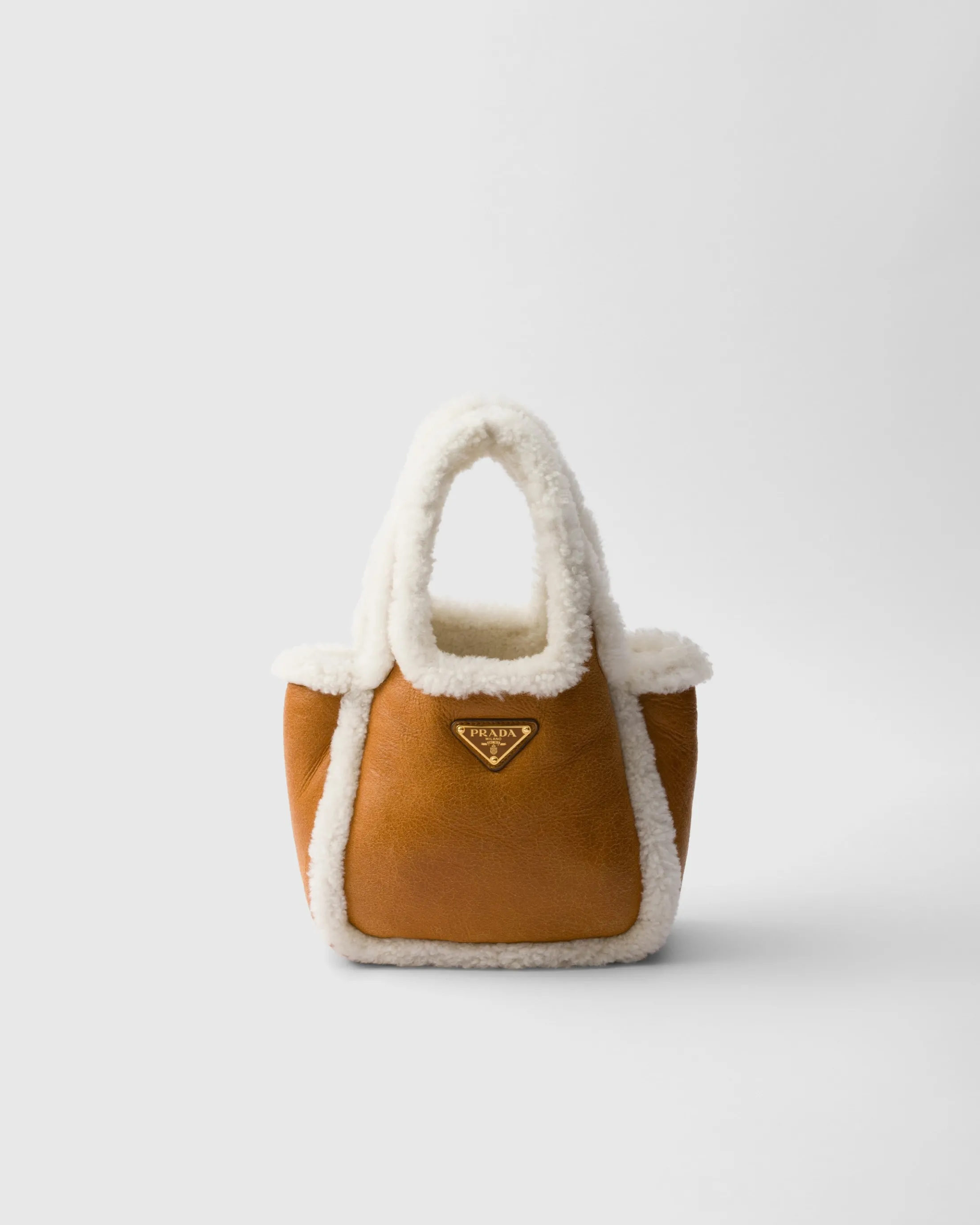 Prada Shearling mini handbag Cognac/natural Outlet