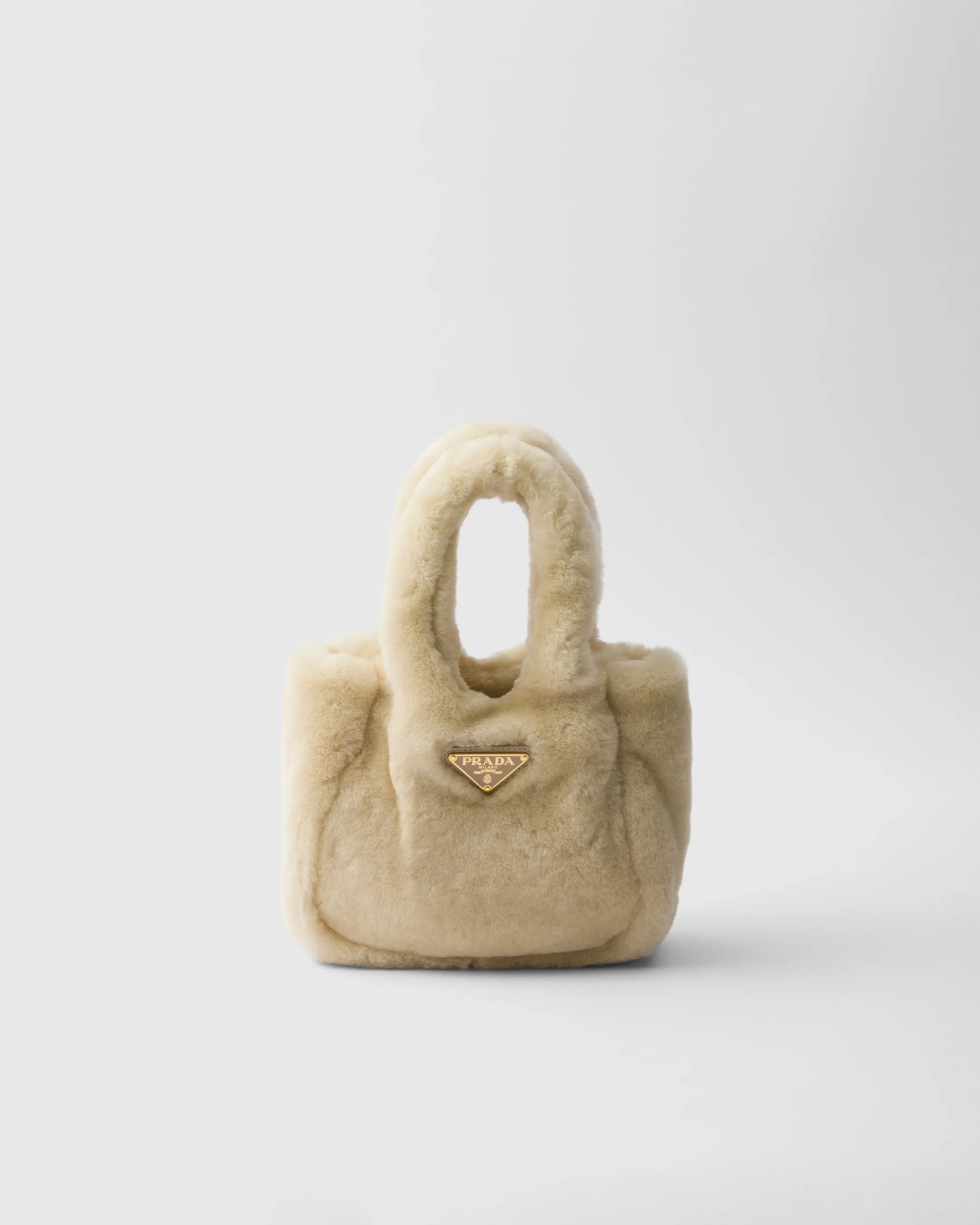 Prada Shearling mini handbag Ecru Flash Sale