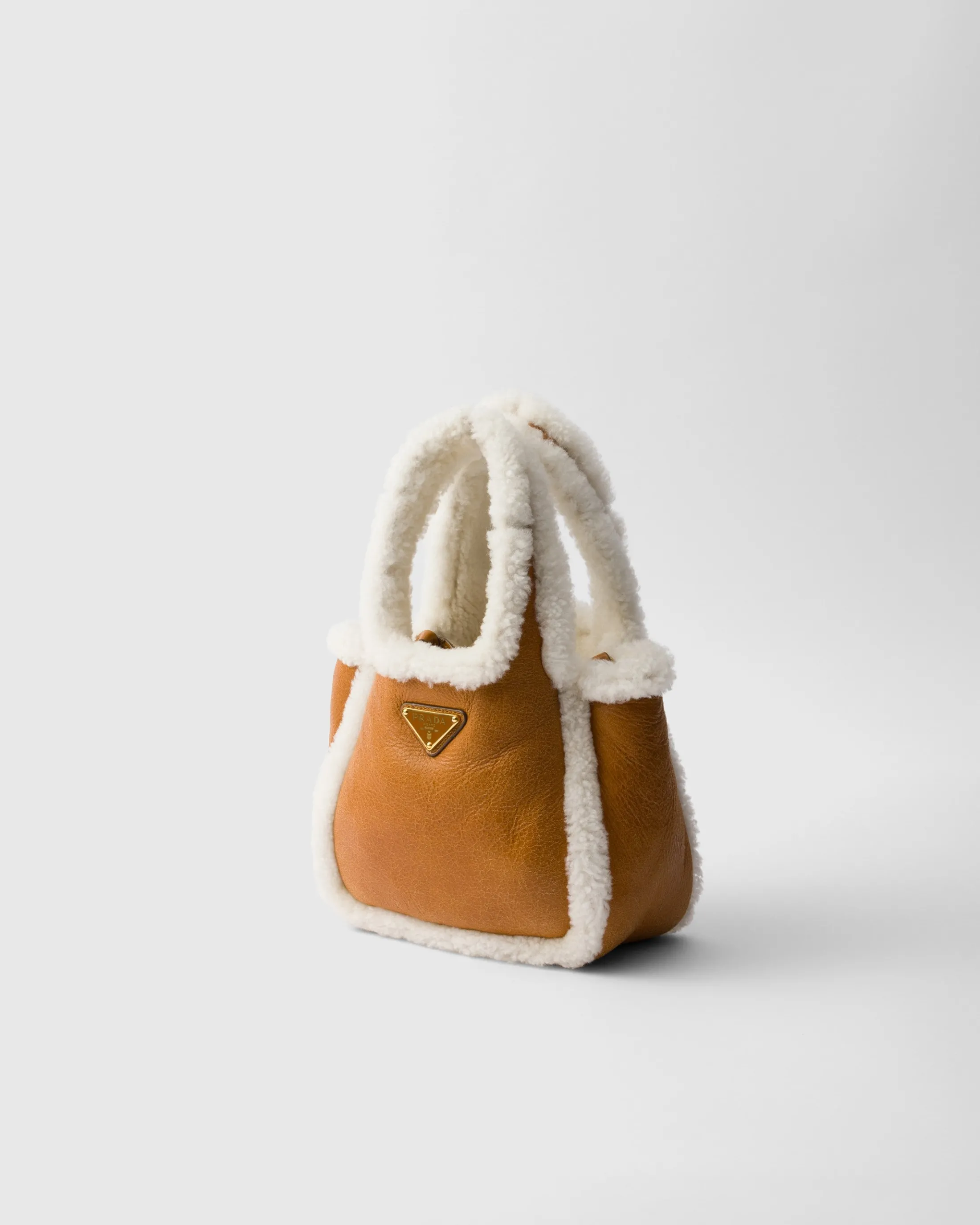 Prada Shearling mini handbag Cognac/natural Outlet