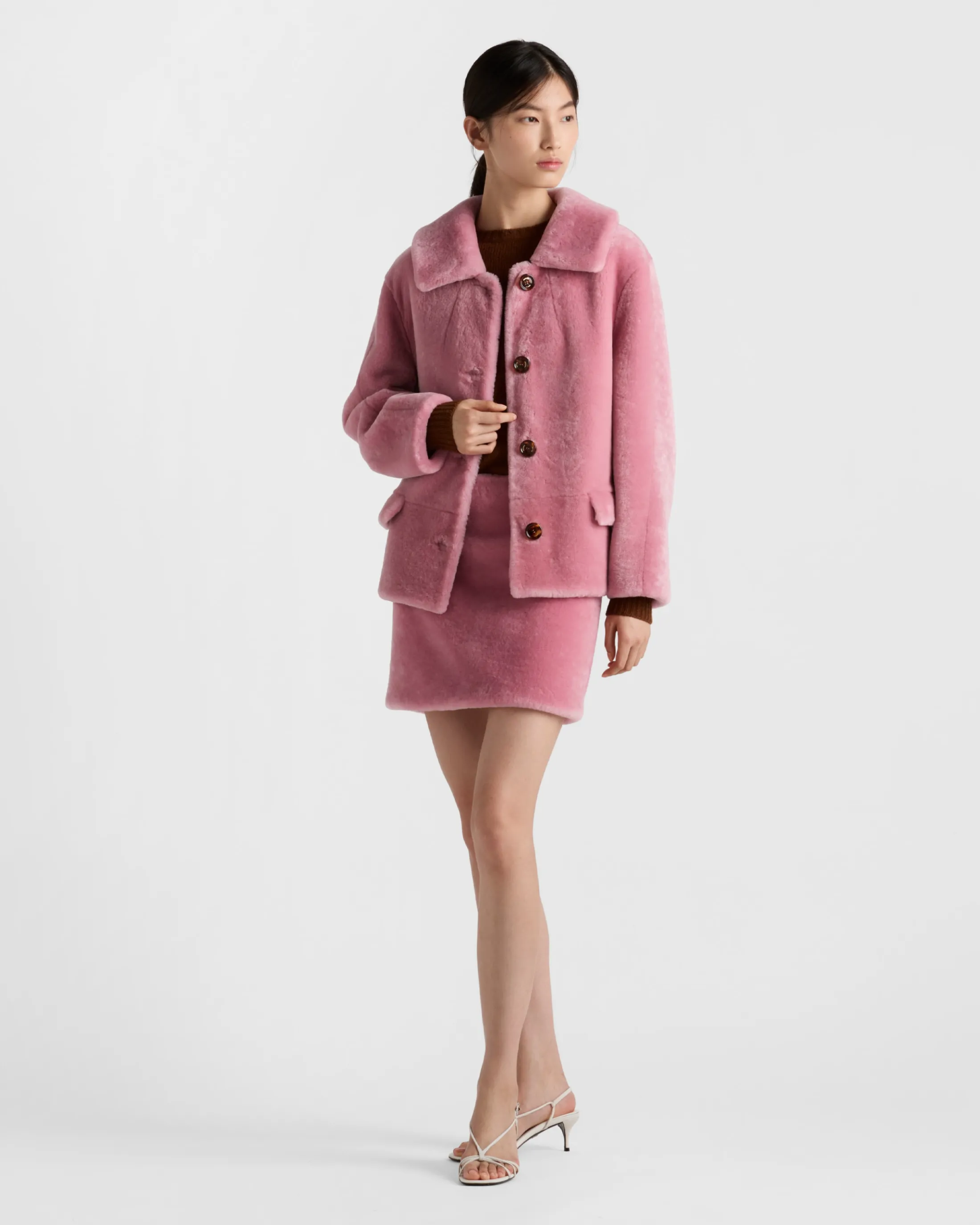 Prada Shearling miniskirt Begoniapink Shop