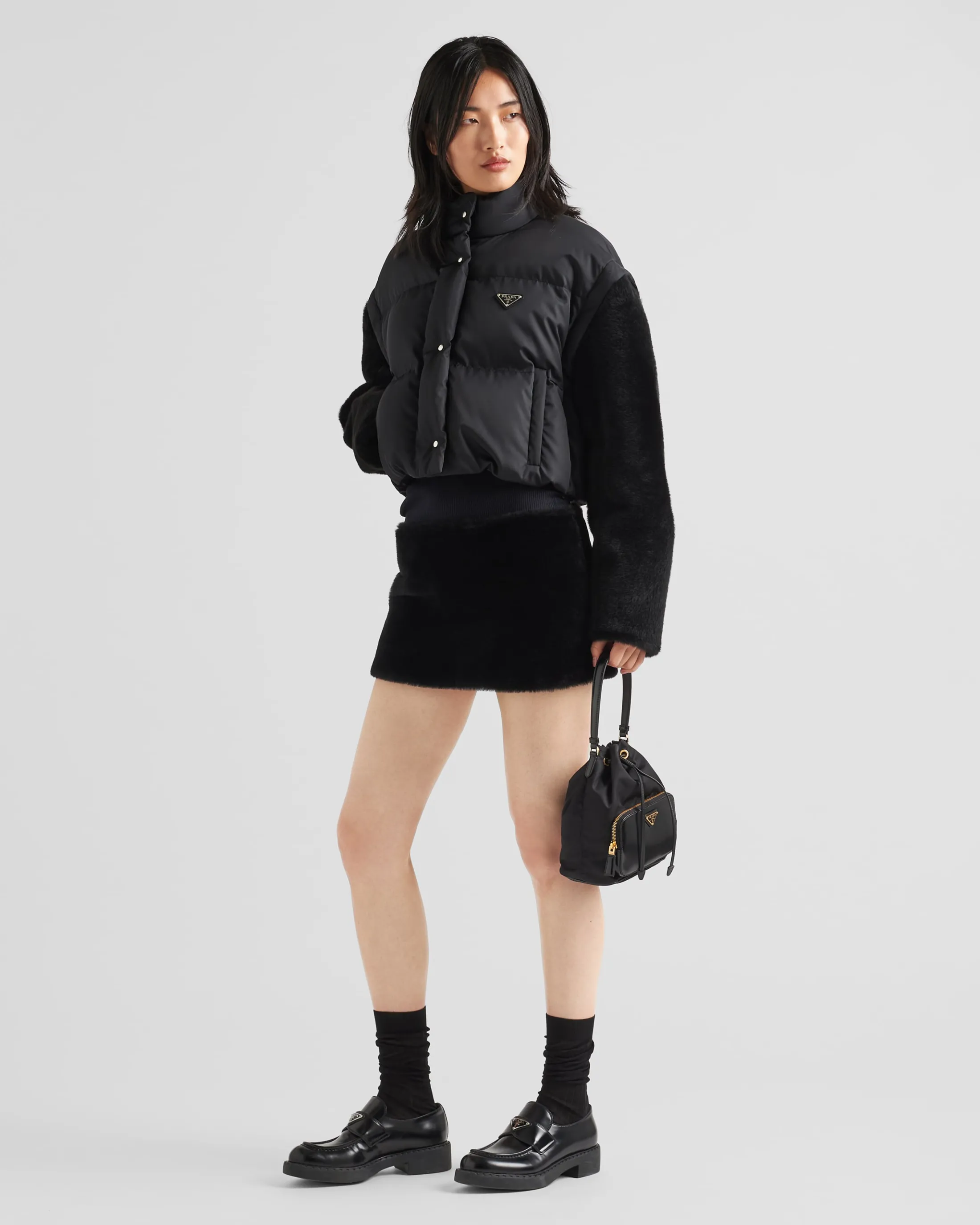 Prada Shearling skirt Black Cheap