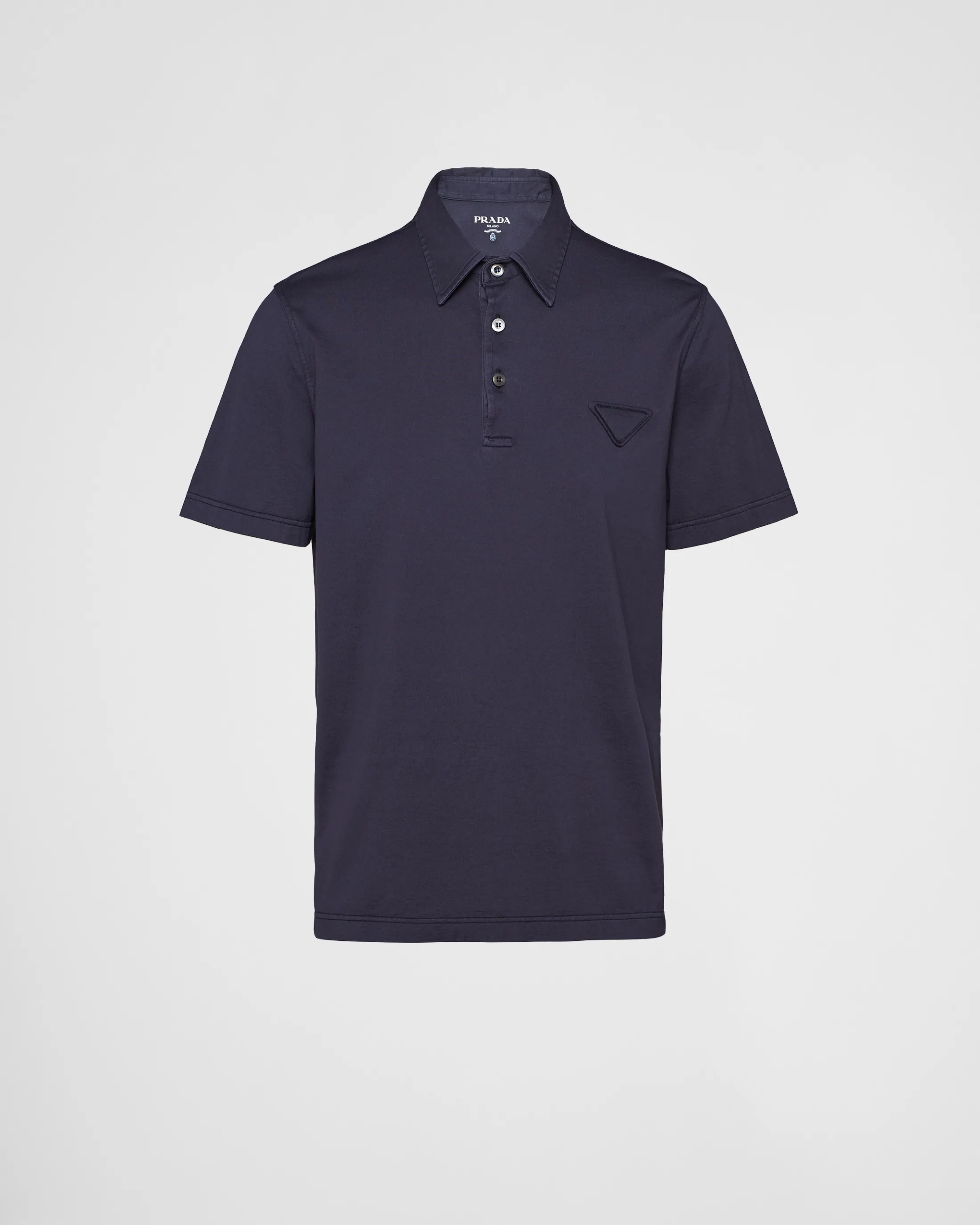 Prada Short-sleeved cotton polo shirt Navy Outlet