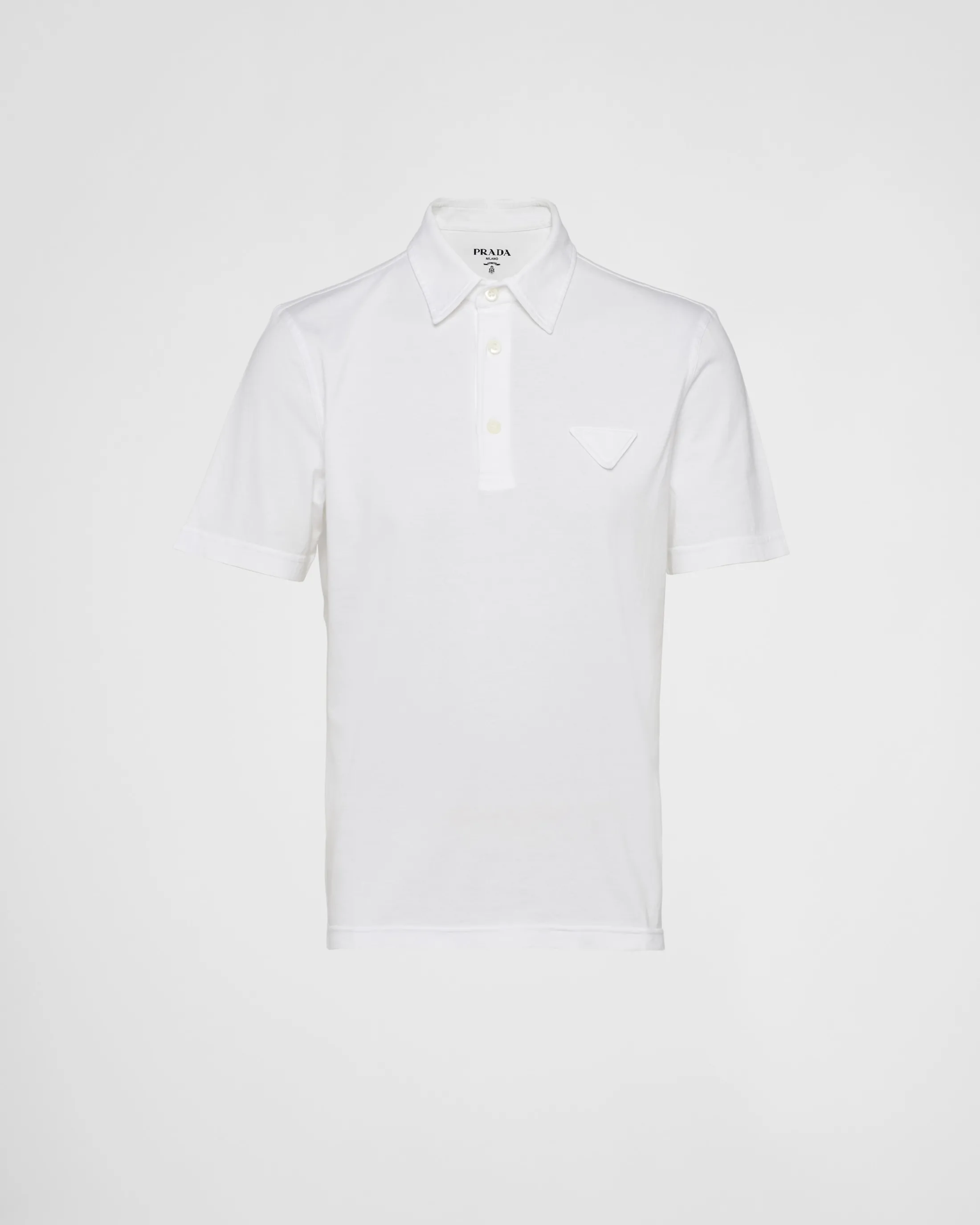 Prada Short-sleeved cotton polo shirt White Discount