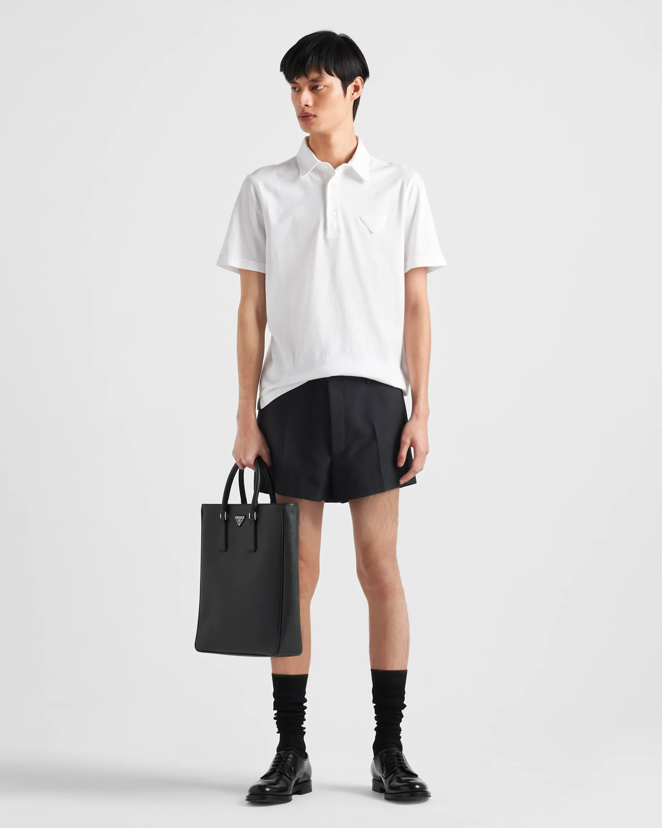 Prada Short-sleeved cotton polo shirt White Discount