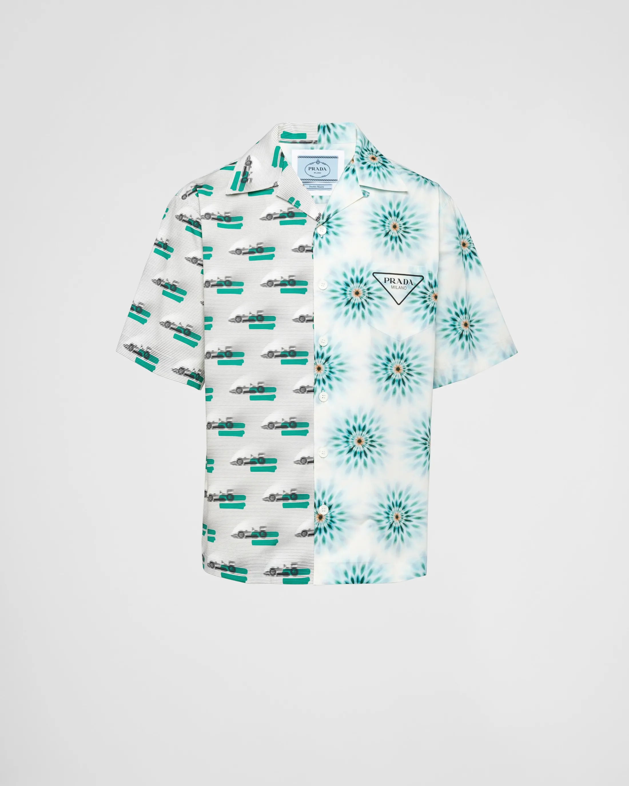 Prada Short-sleeved cotton shirt Green Clearance