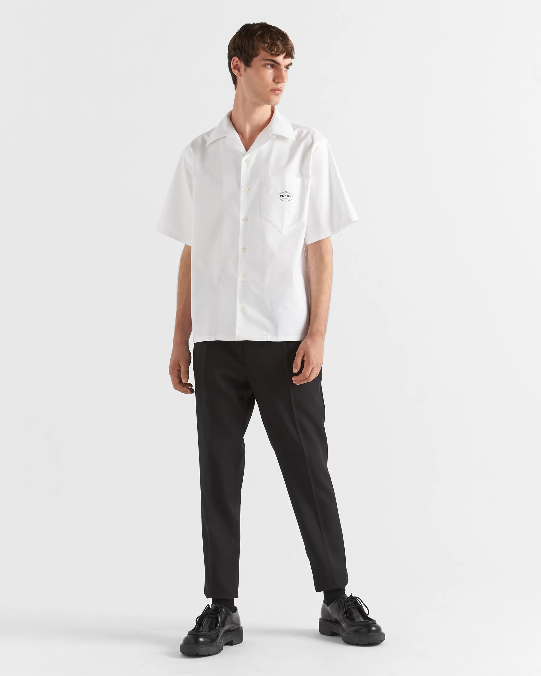 Prada Short-sleeved cotton shirt White Best Sale