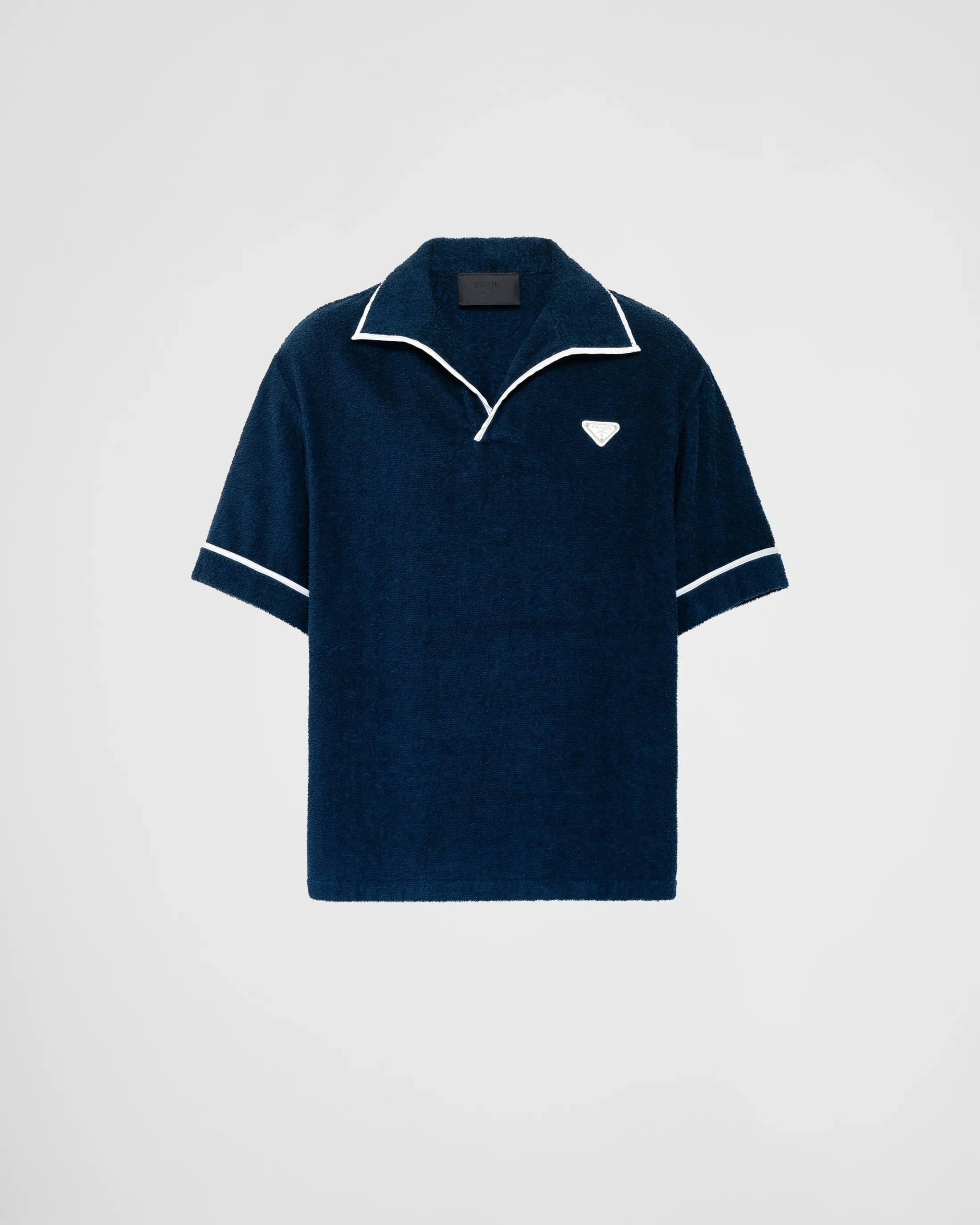 Prada Short-sleeved heavy cotton shirt Navy Discount