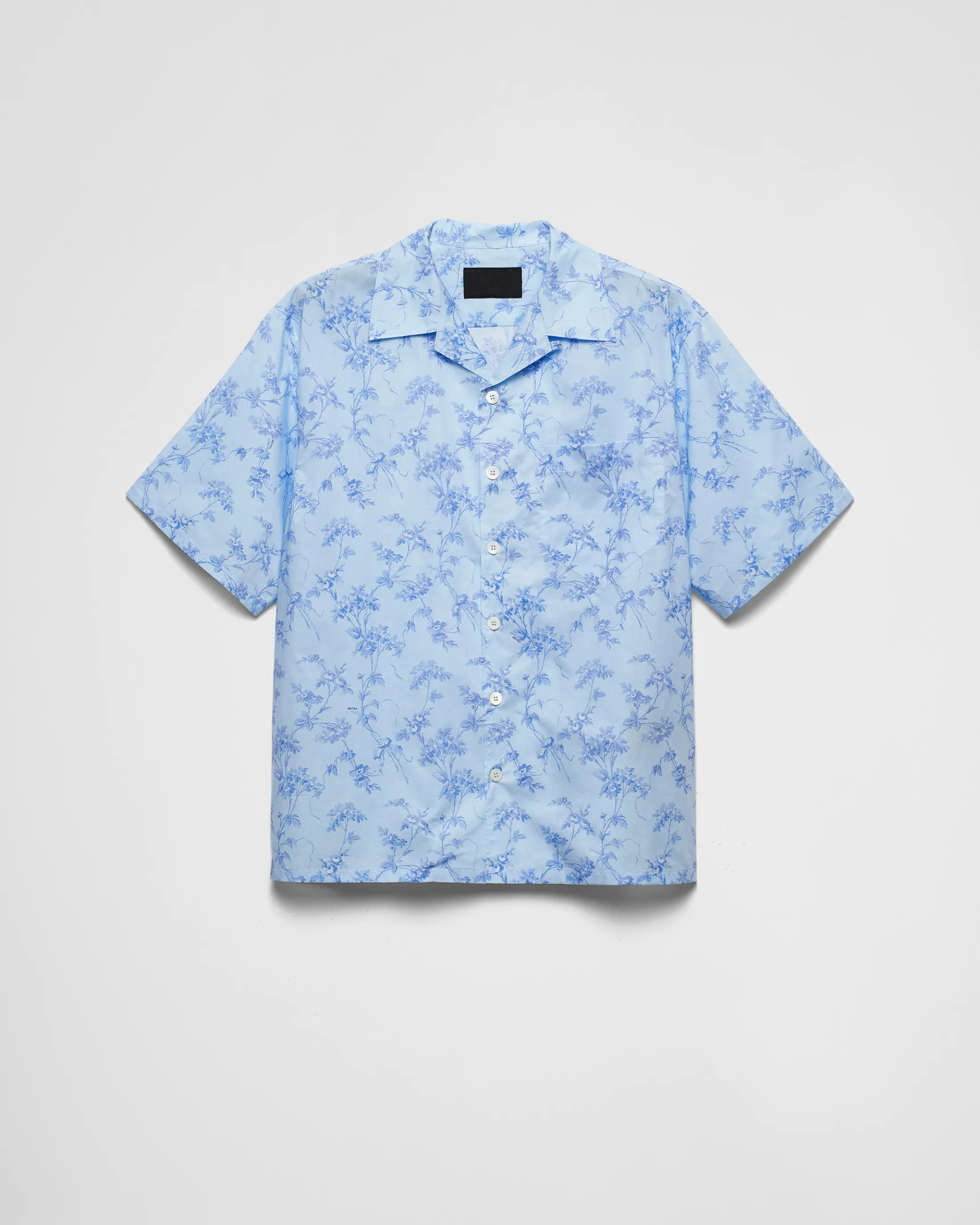 Prada Short-sleeved printed cotton shirt Skyblue Store