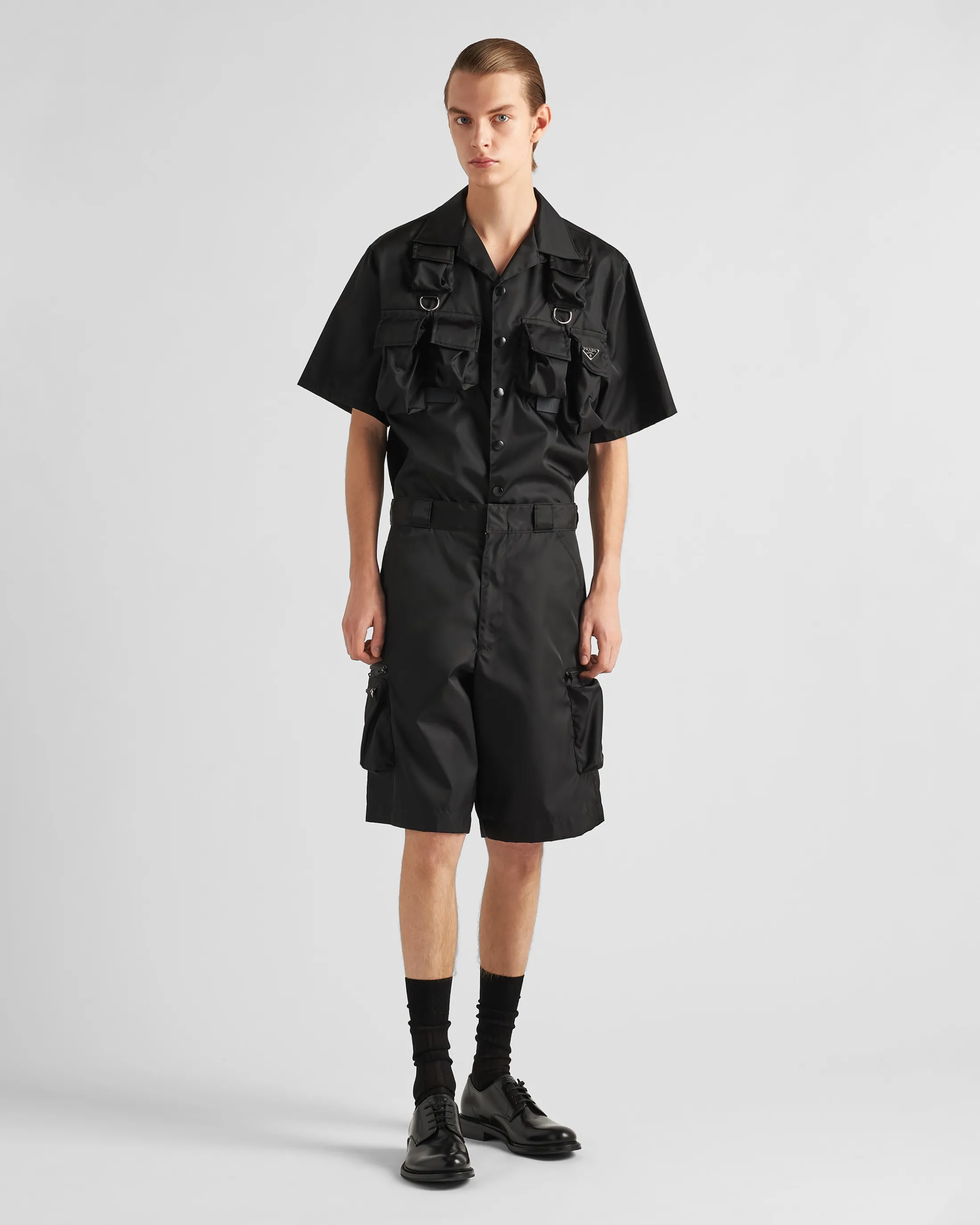 Prada Short-sleeved Re-Nylon shirt Black Cheap