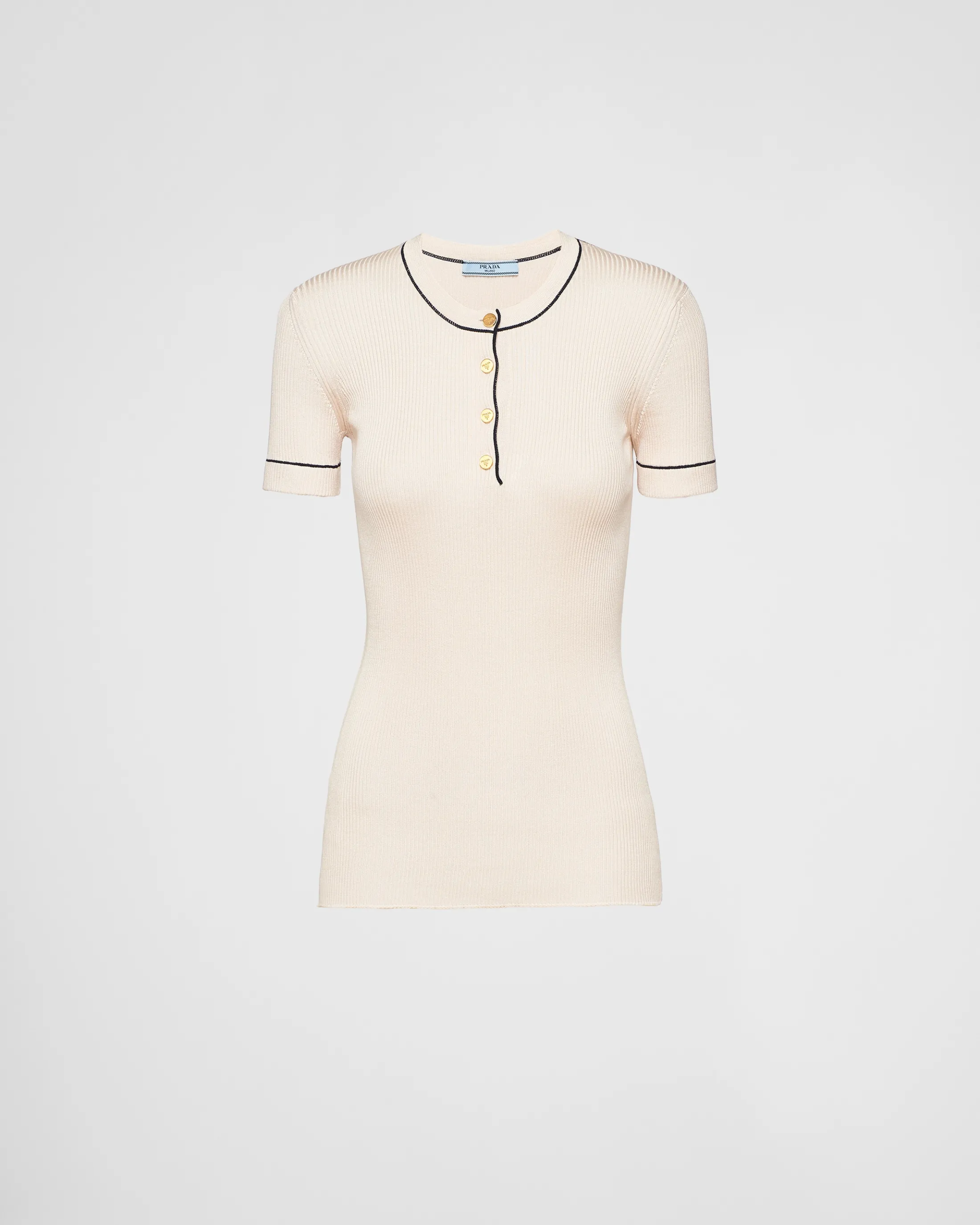 Prada Short-sleeved silk sweater Natural Sale