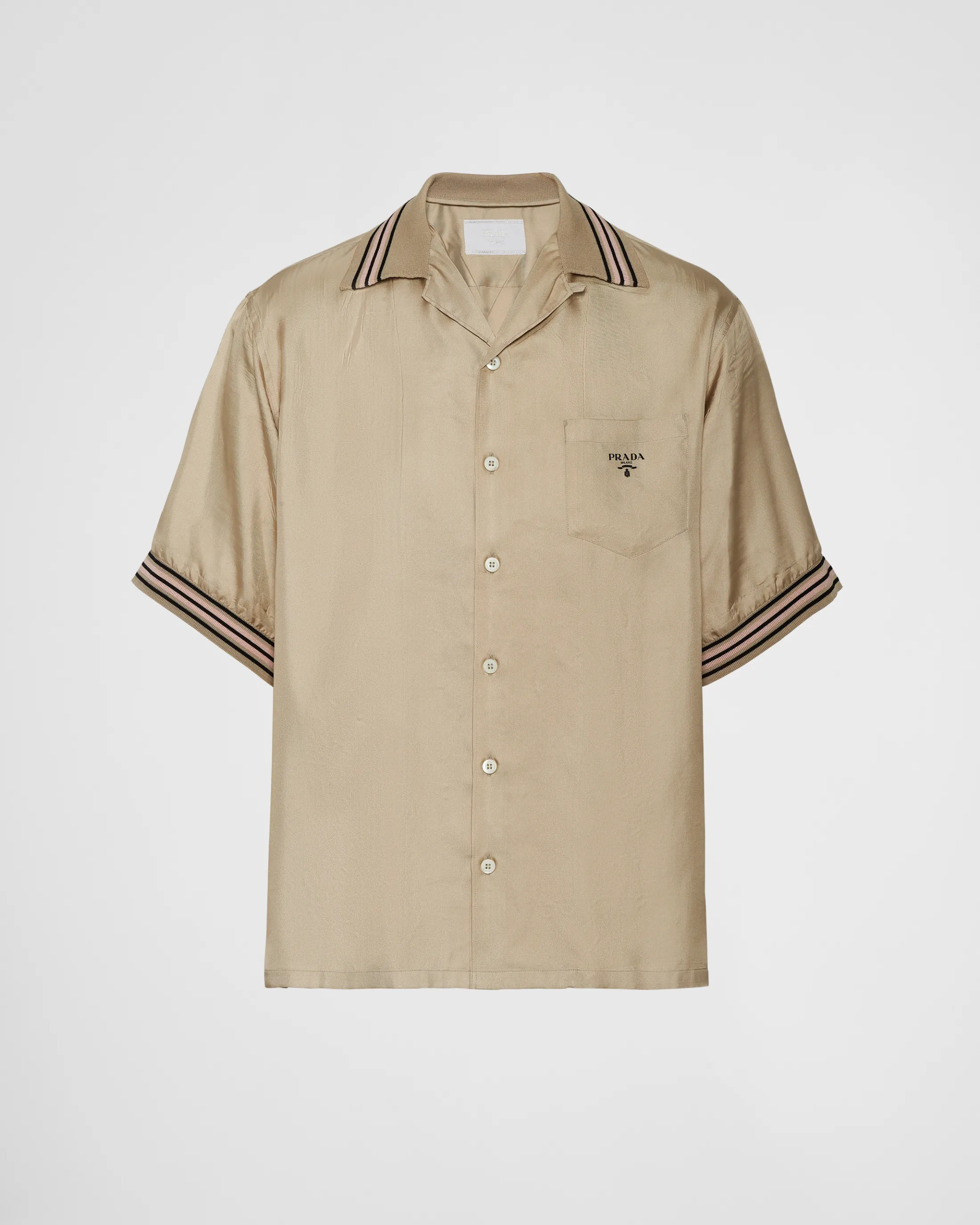 Prada Short-sleeved silk twill shirt Cord Hot