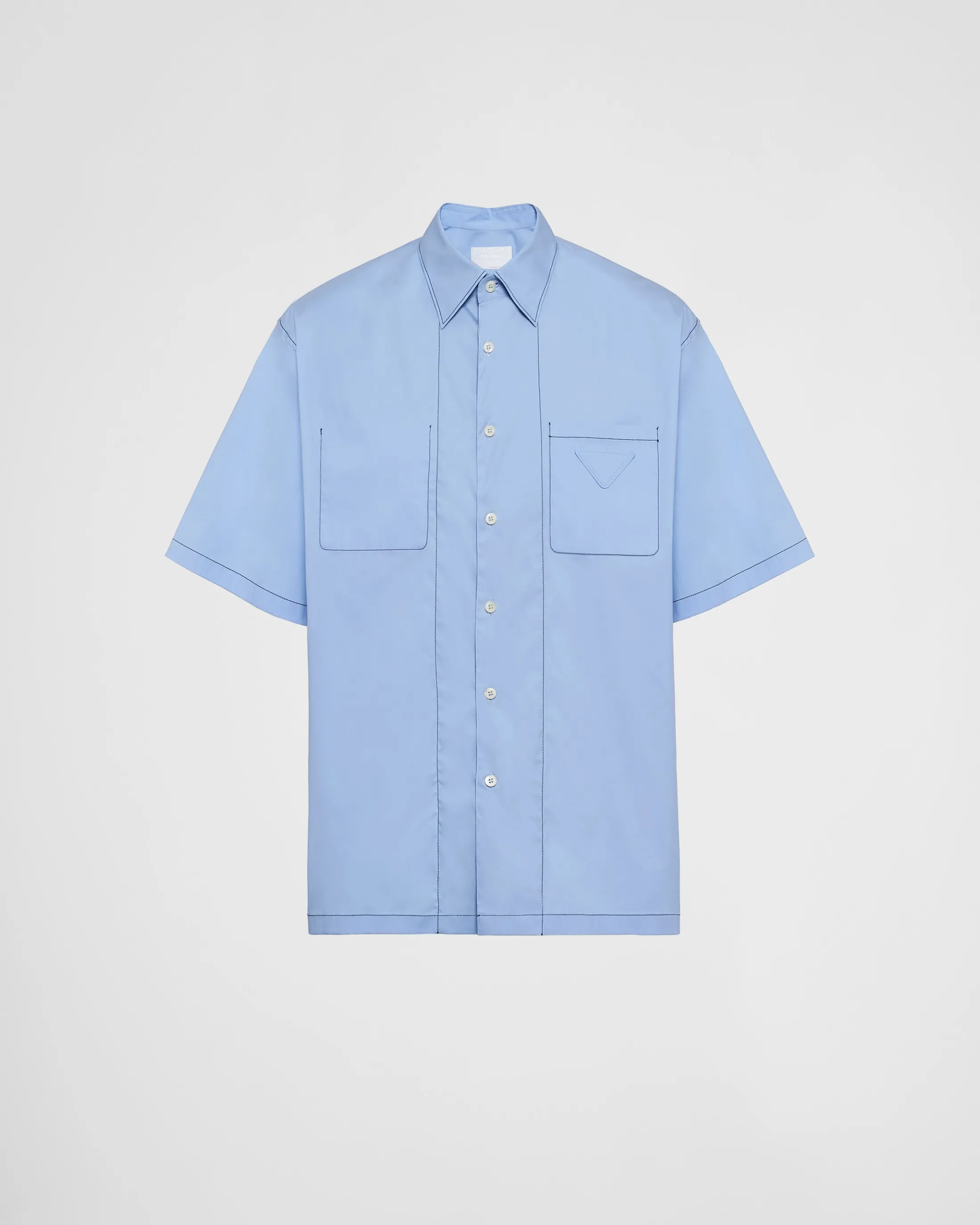 Prada Short-sleeved stretch cotton shirt Skyblue Cheap