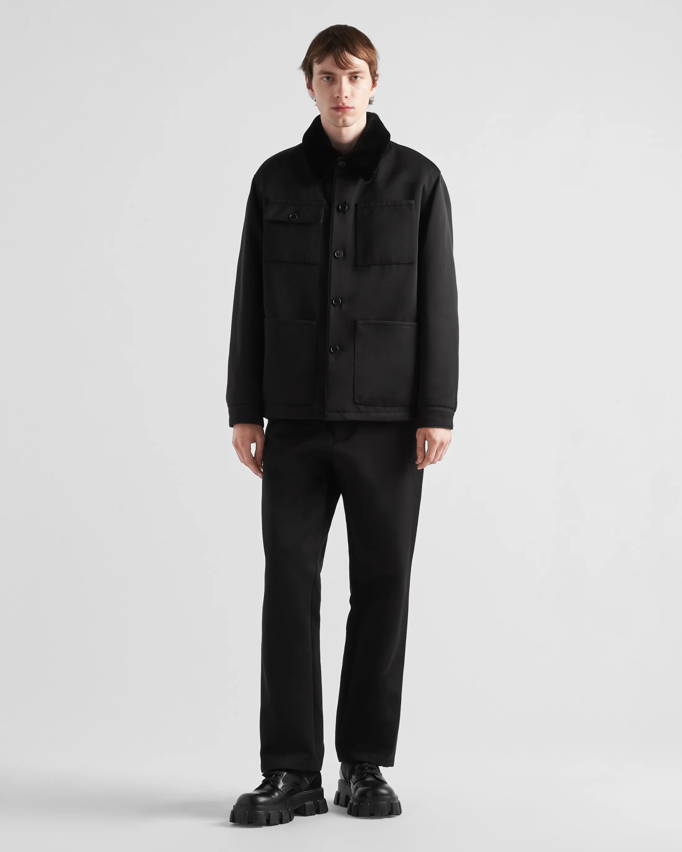 Prada Silk and cotton blouson jacket Black Flash Sale