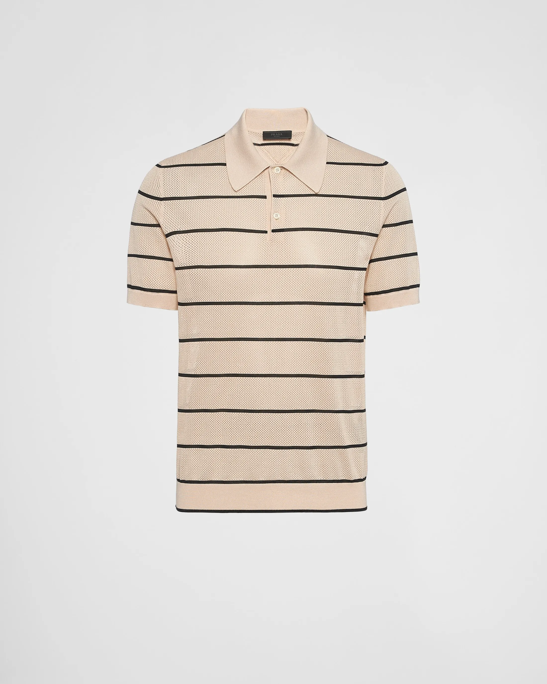 Prada Silk and cotton knit polo shirt Ivory Cheap