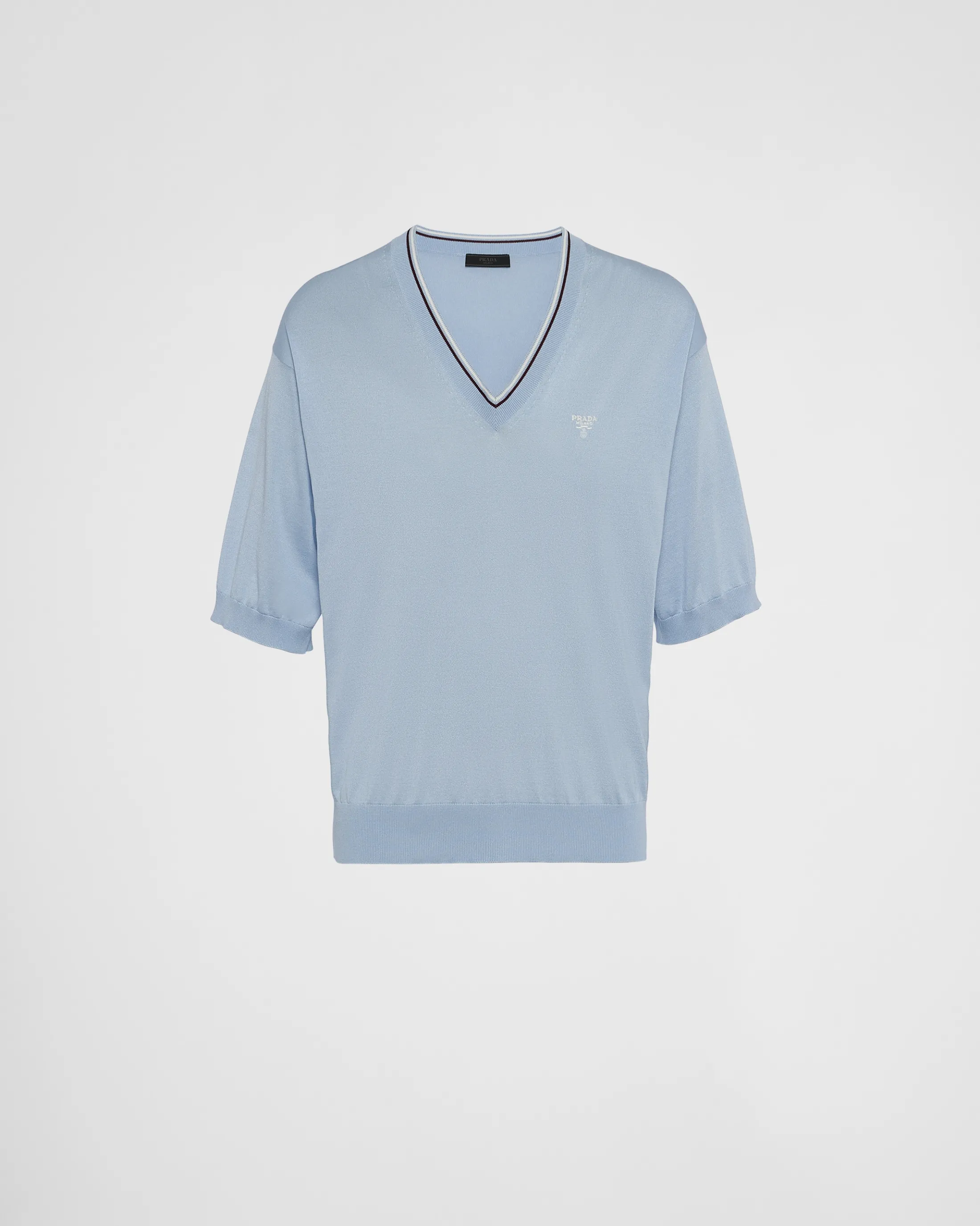 Prada Silk and cotton V-neck sweater Skyblue Shop