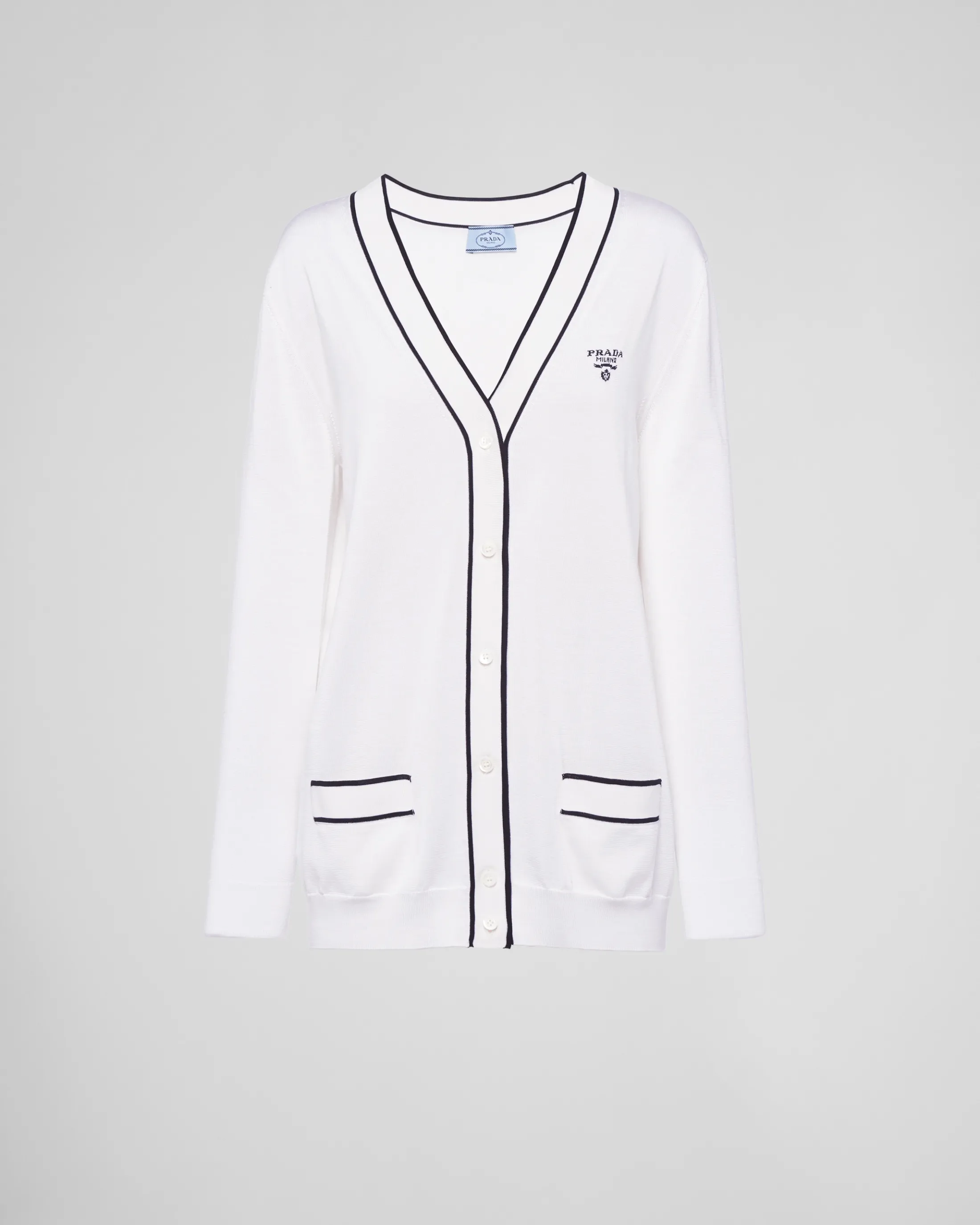 Prada Silk cardigan White/black Outlet