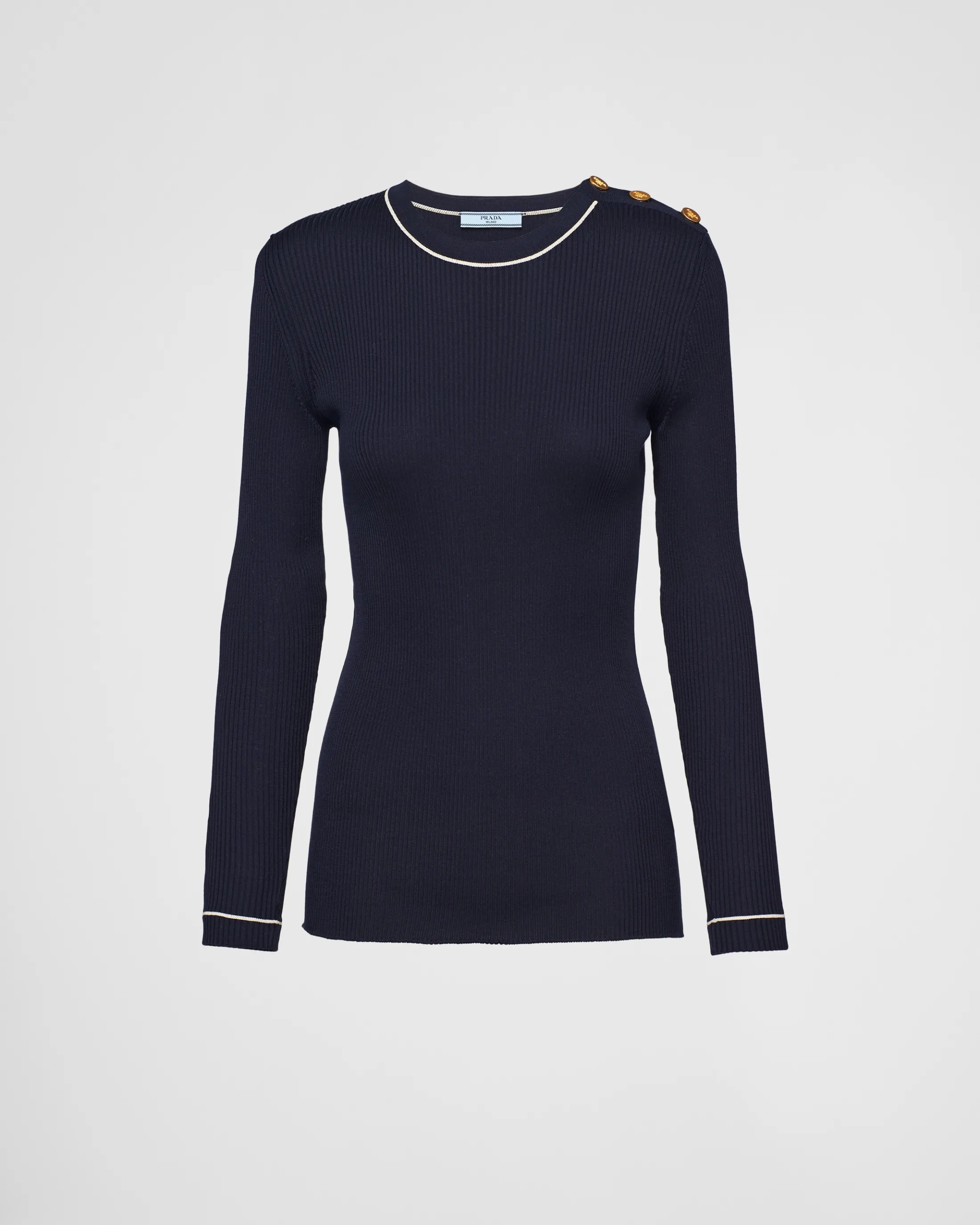 Prada Silk crew-neck sweater Navy Cheap