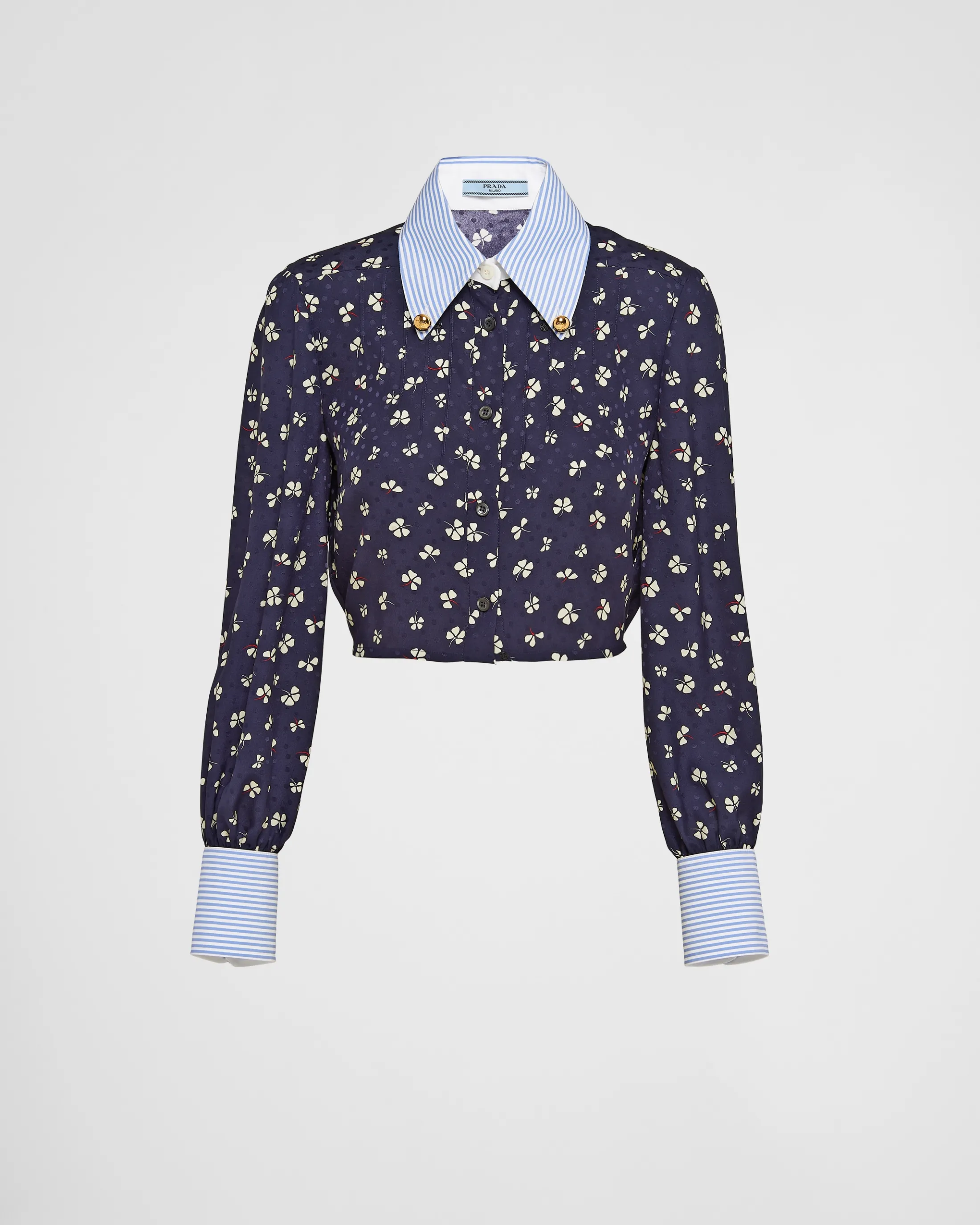 Prada Silk jacquard print shirt Navy Cheap