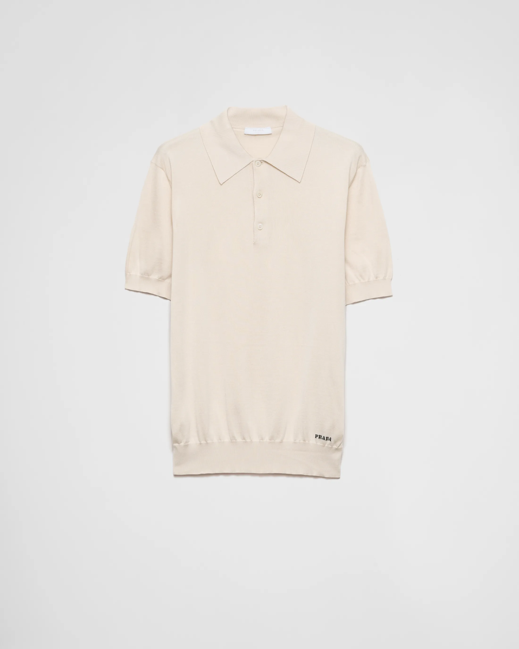 Prada Silk polo shirt Natural Outlet