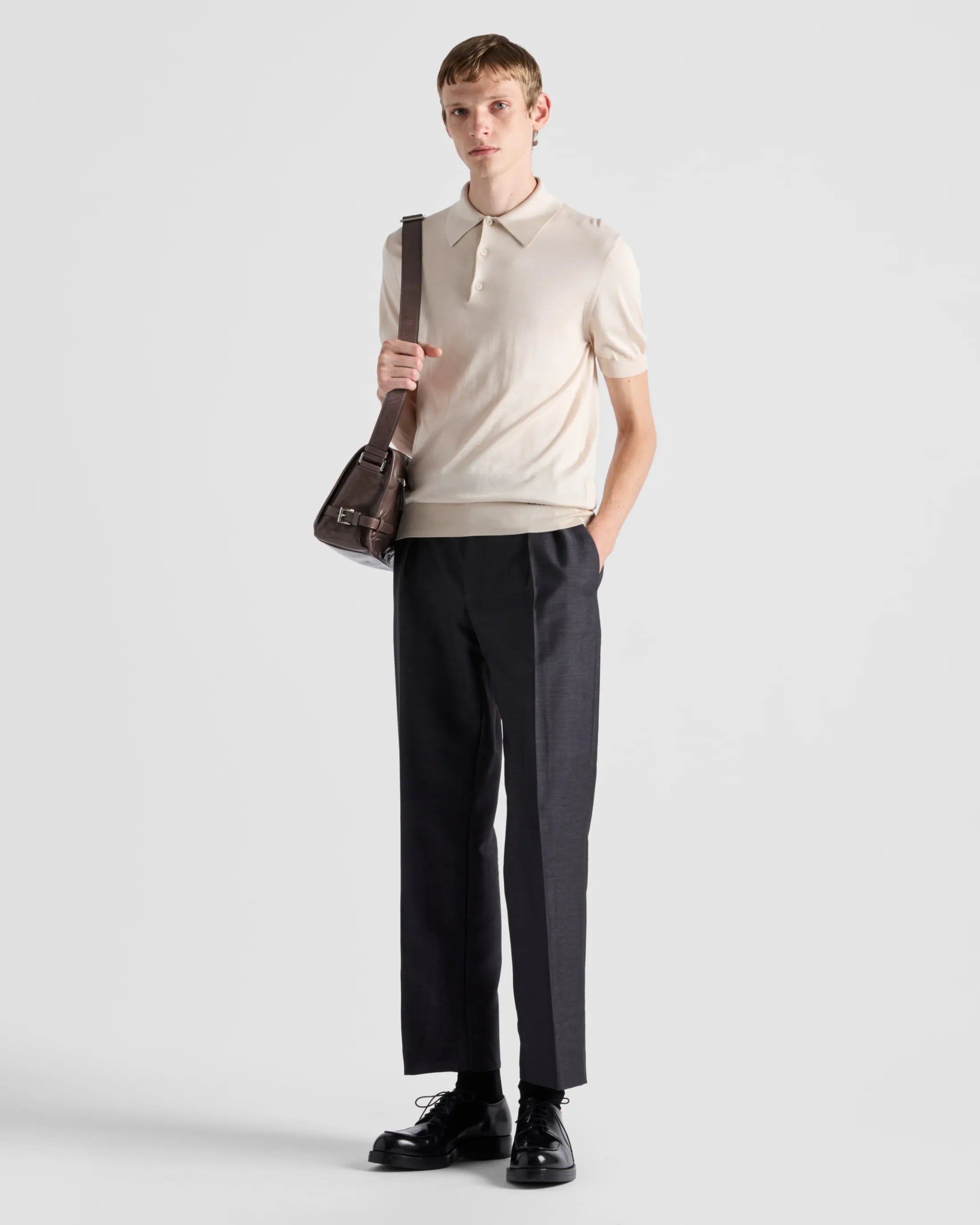 Prada Silk polo shirt Natural Outlet