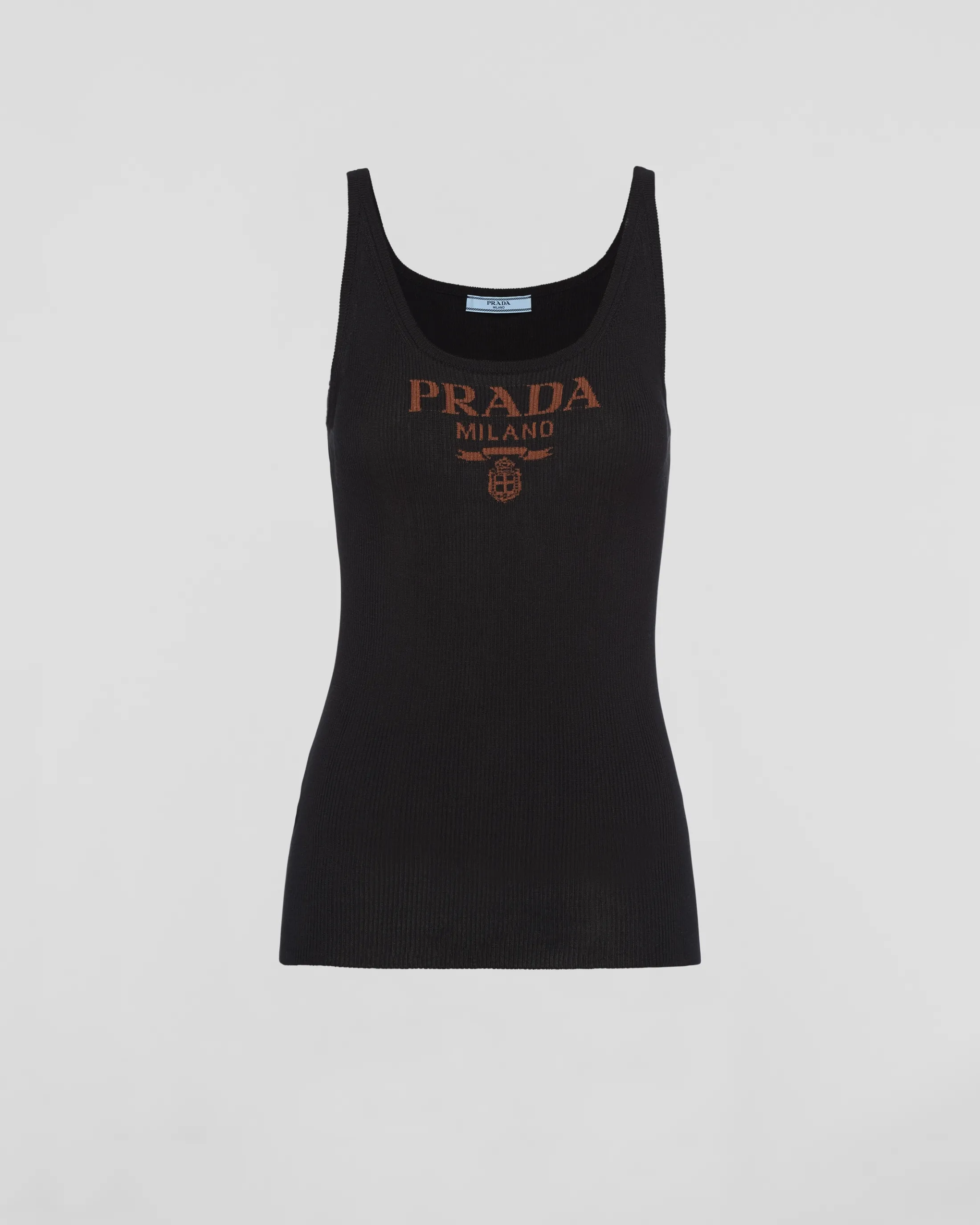 Prada Silk tank top with logo Black Best