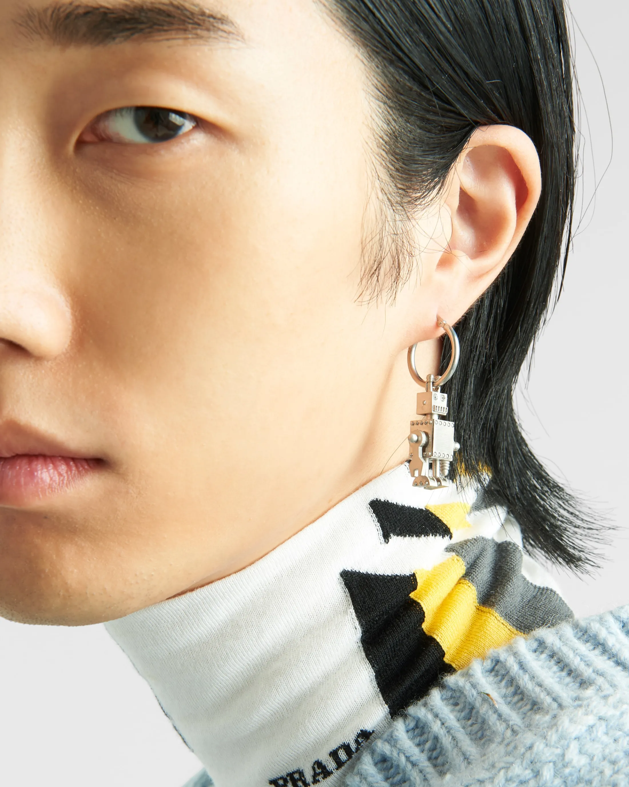 Prada Single earring with Robot Jewels pendant Silver Online