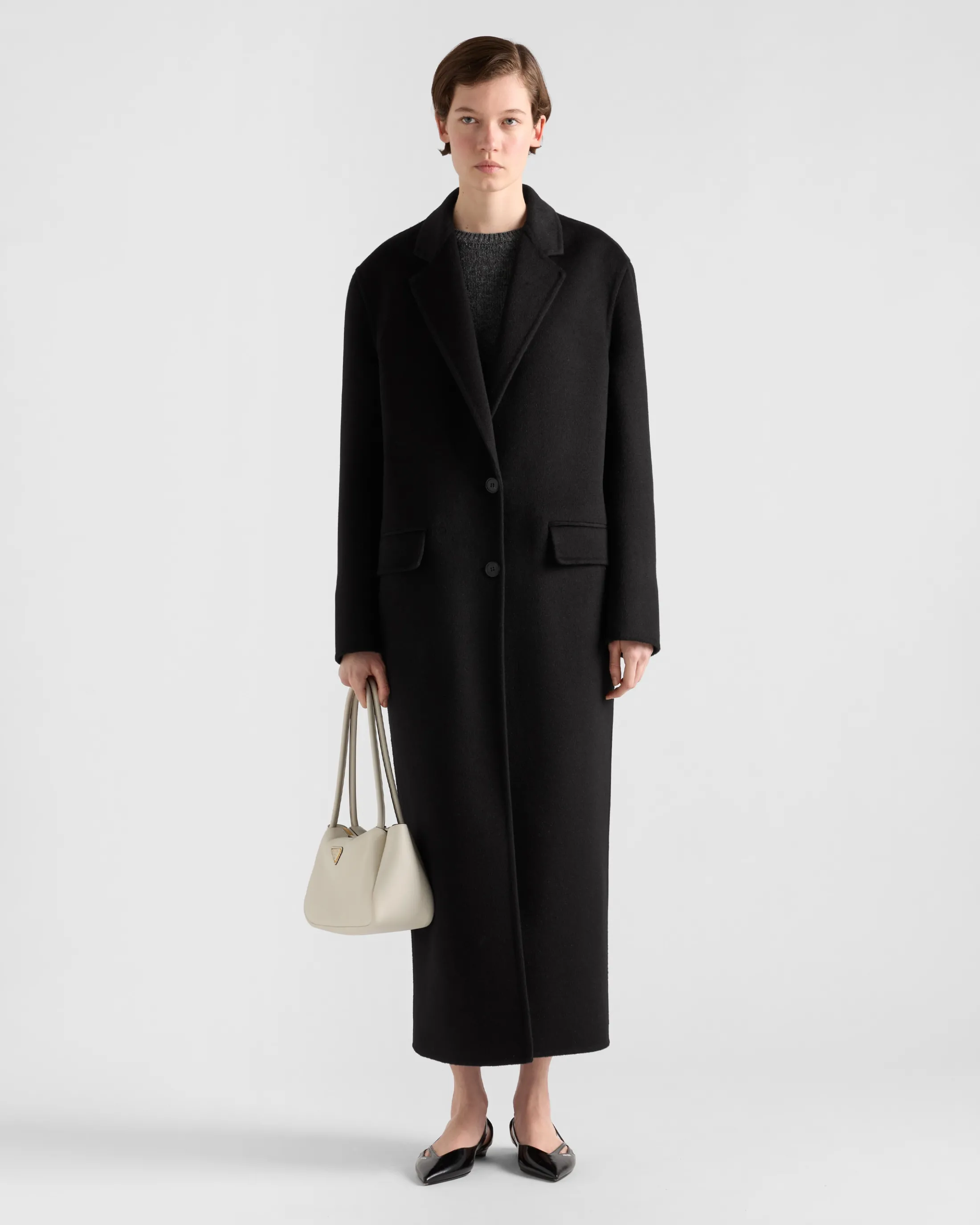 Prada Single-breasted cashgora coat Black Online