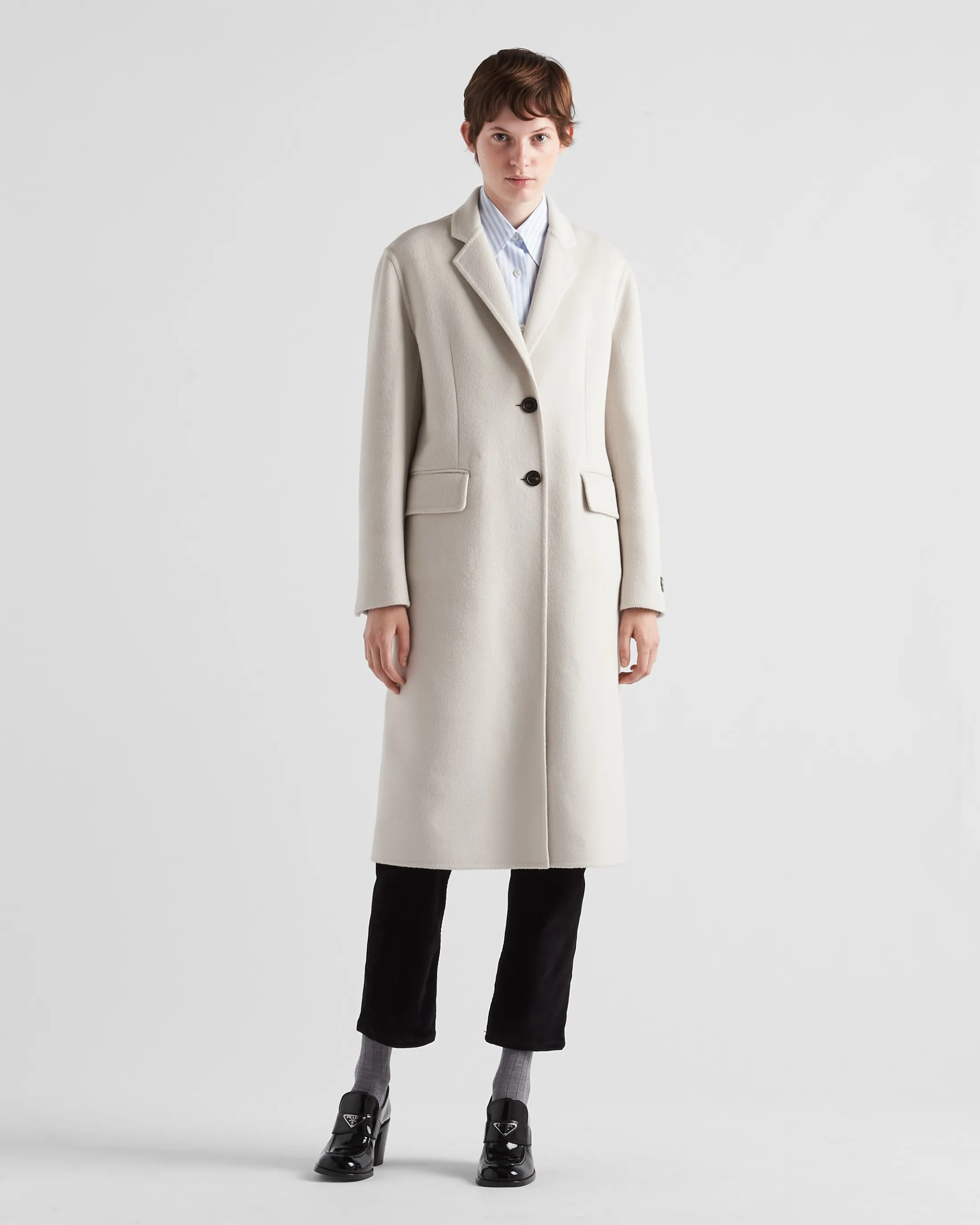 Prada Single-breasted cashgora coat Chalkwhite Online