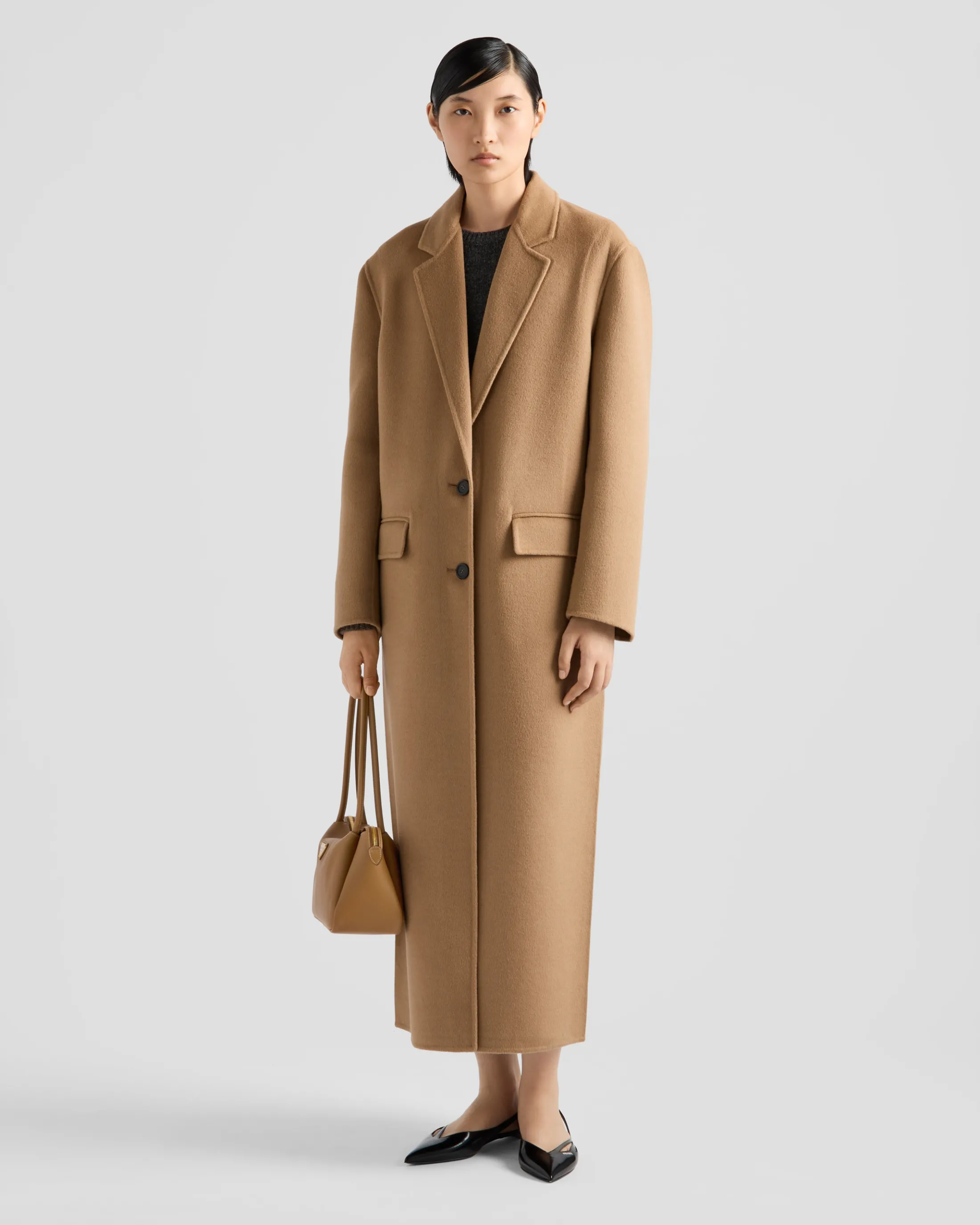 Prada Single-breasted cashgora coat Camelbrown Online