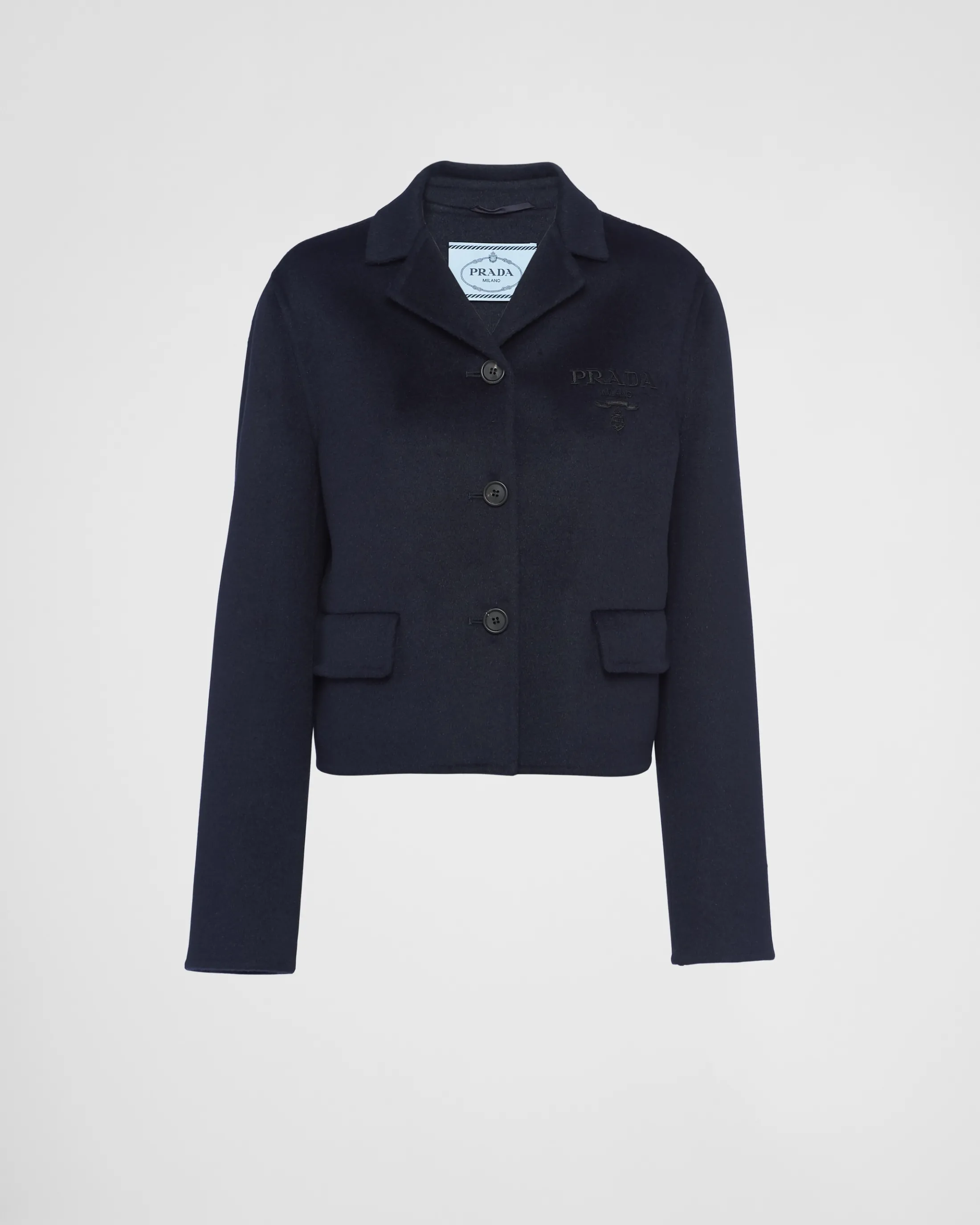 Prada Single-breasted cashgora jacket Navy Cheap