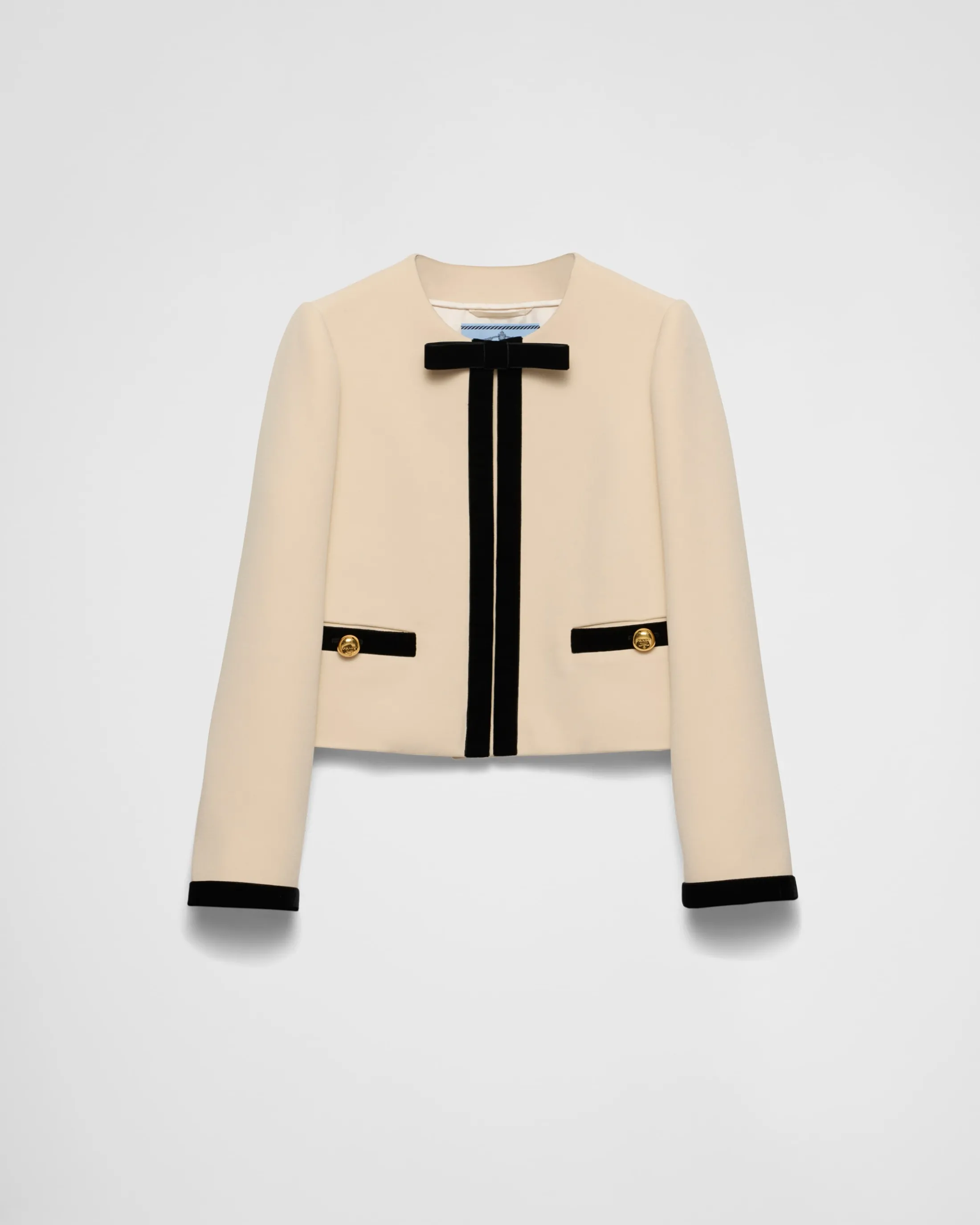 Prada Single-breasted compact sablé jacket Natural Store