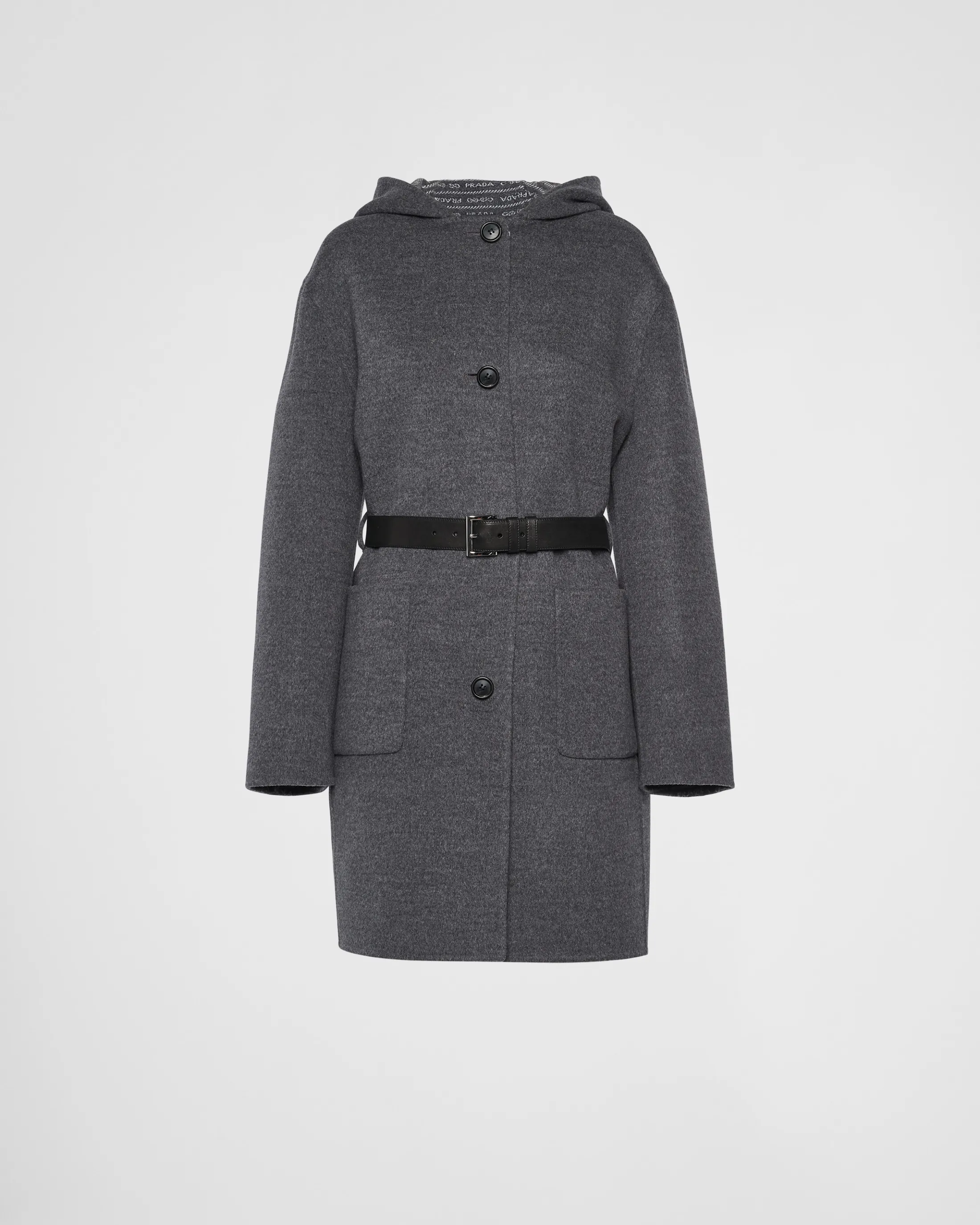 Prada Single-breasted double wool coat Gray/white Hot