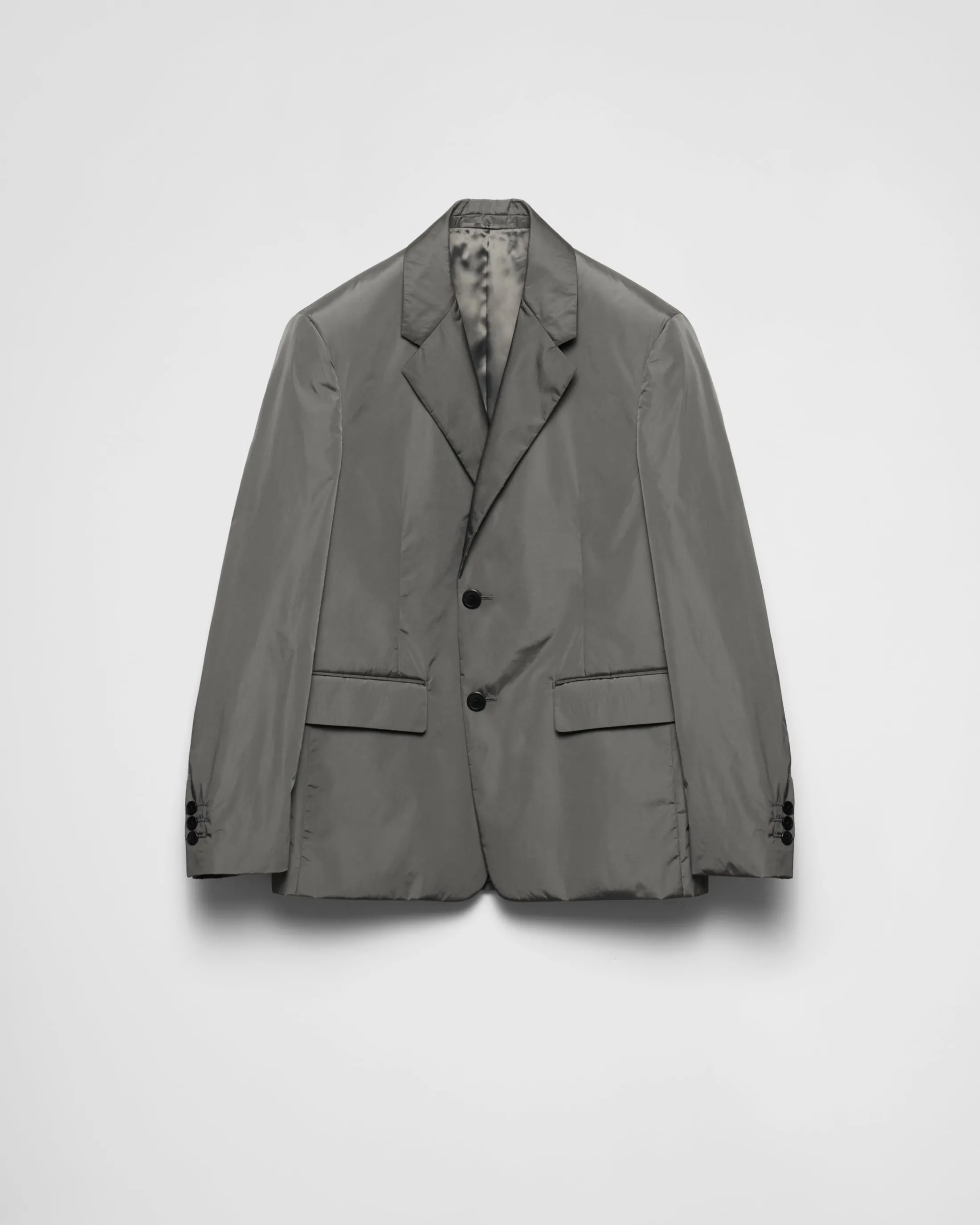 Prada Single-breasted light technical fabric jacket Irongray Store