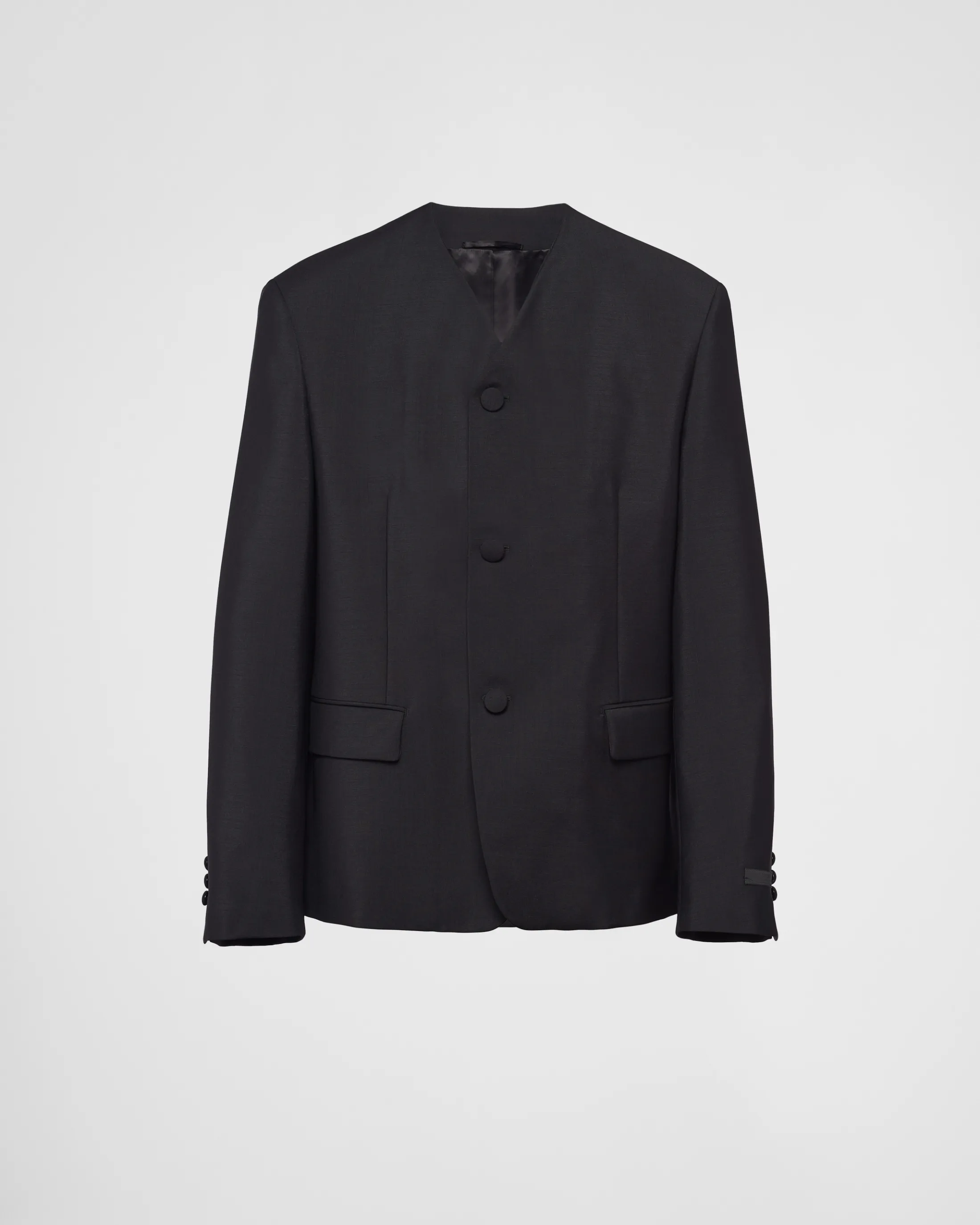 Prada Single-breasted mohair wool jacket Black Store