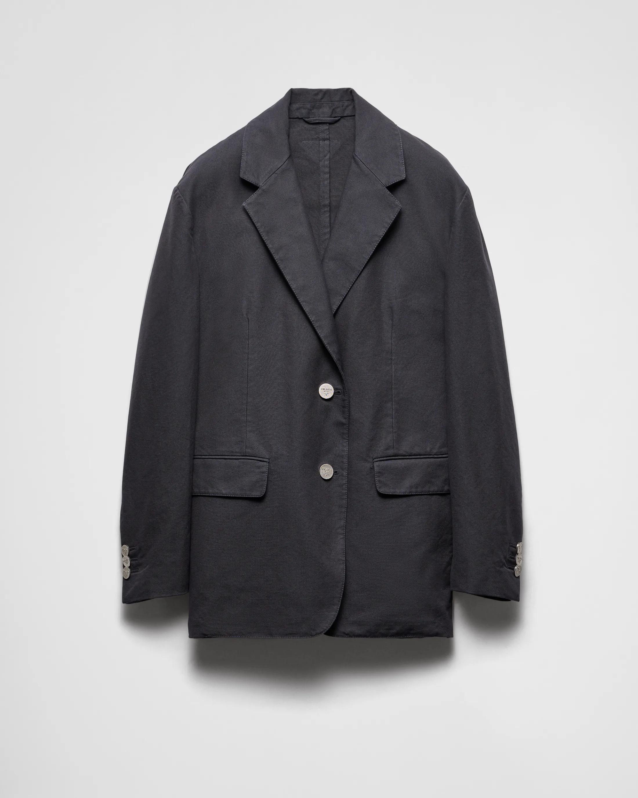 Prada Single-breasted old canvas jacket Navy Flash Sale