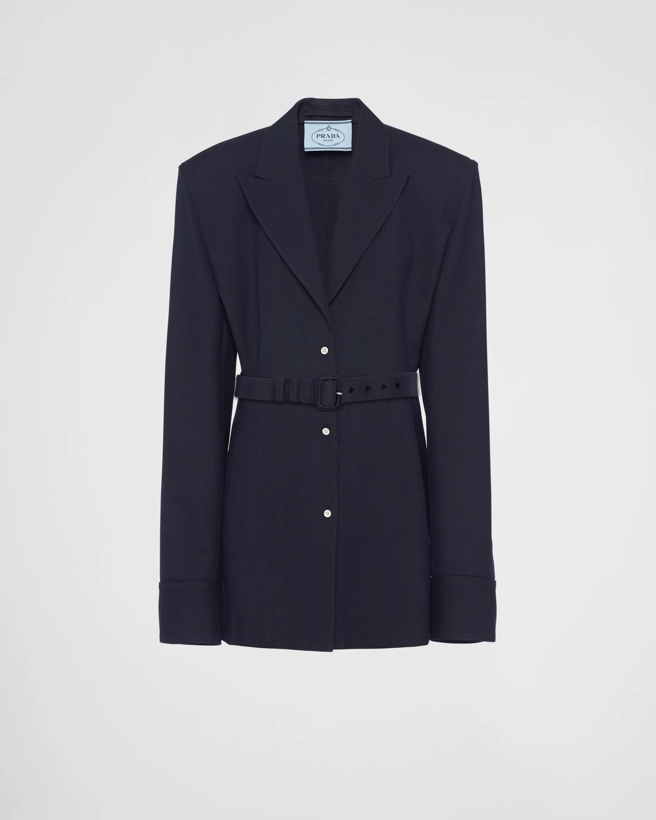 Prada Single-breasted pinstripe wool jacket Navy Hot