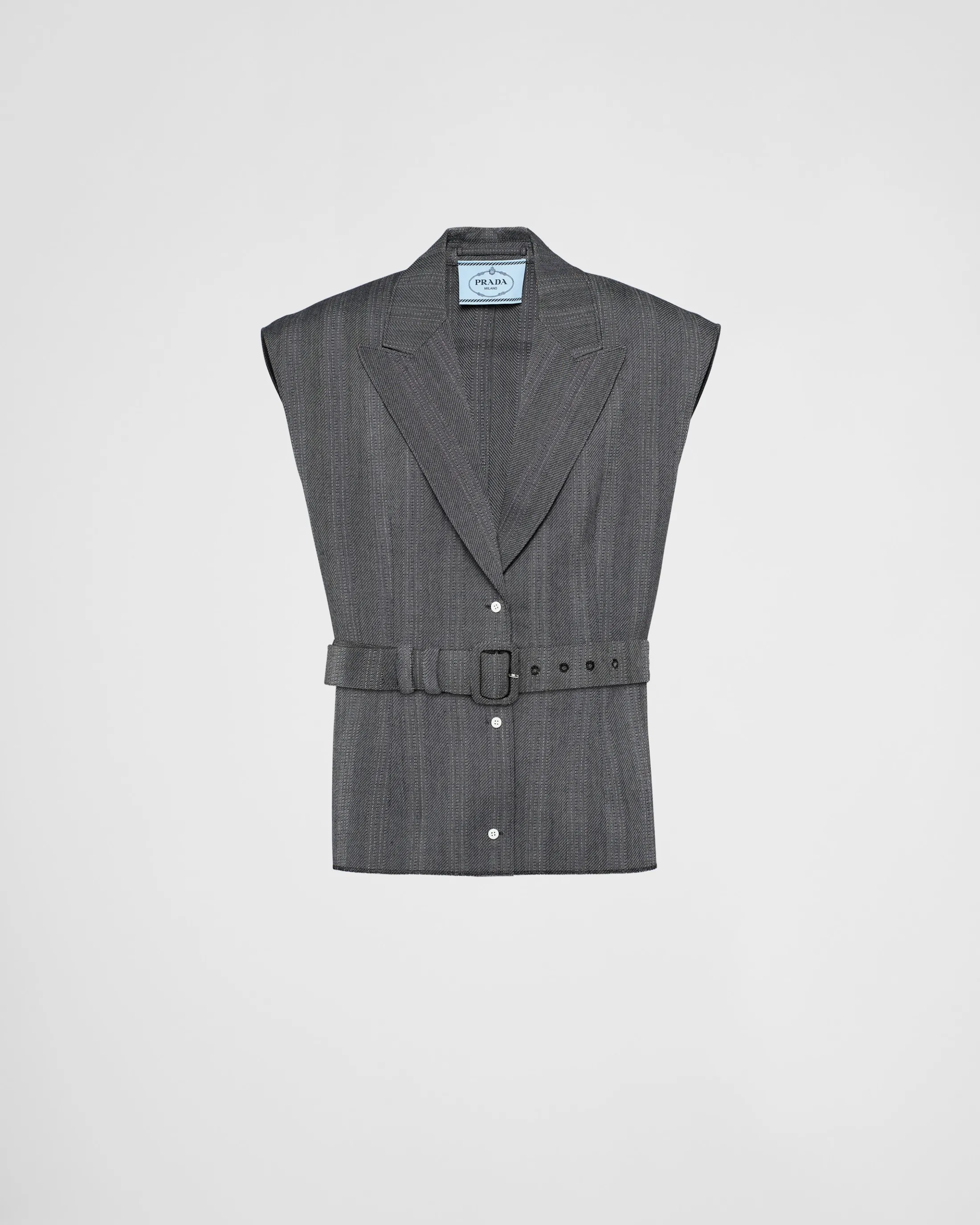 Prada Single-breasted pinstripe wool vest Irongray New