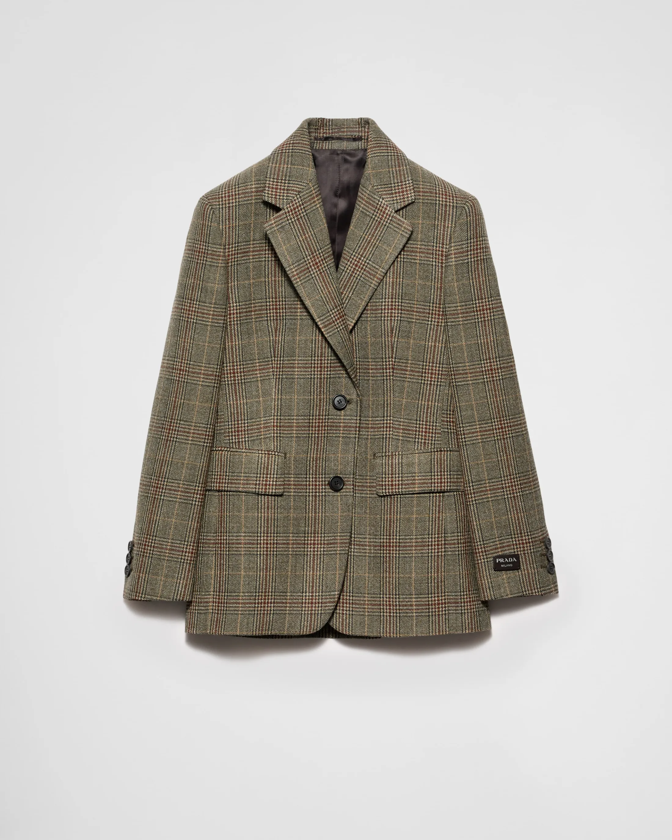 Prada Single-breasted Prince of Wales checked jacket Militarygreen Store