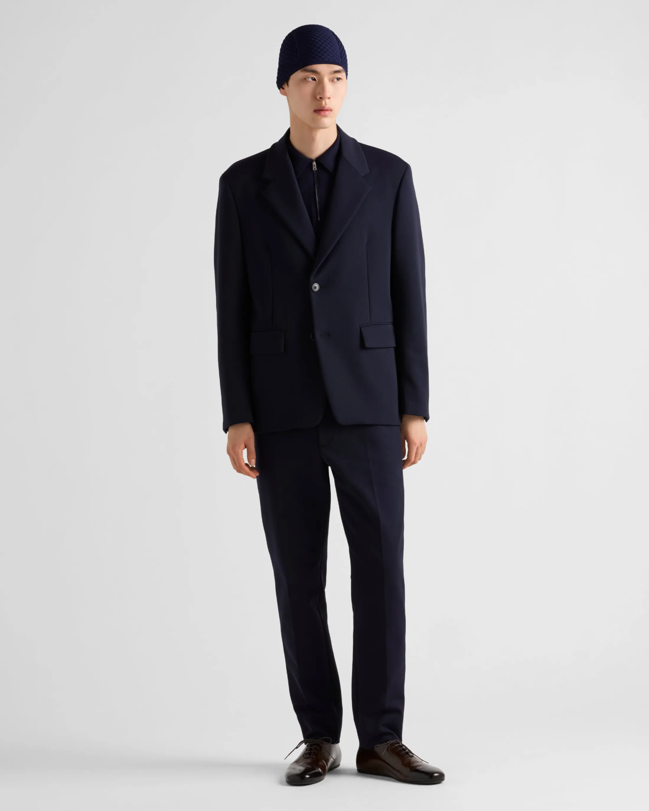 Prada Single-breasted technical gabardine jacket Navy Hot