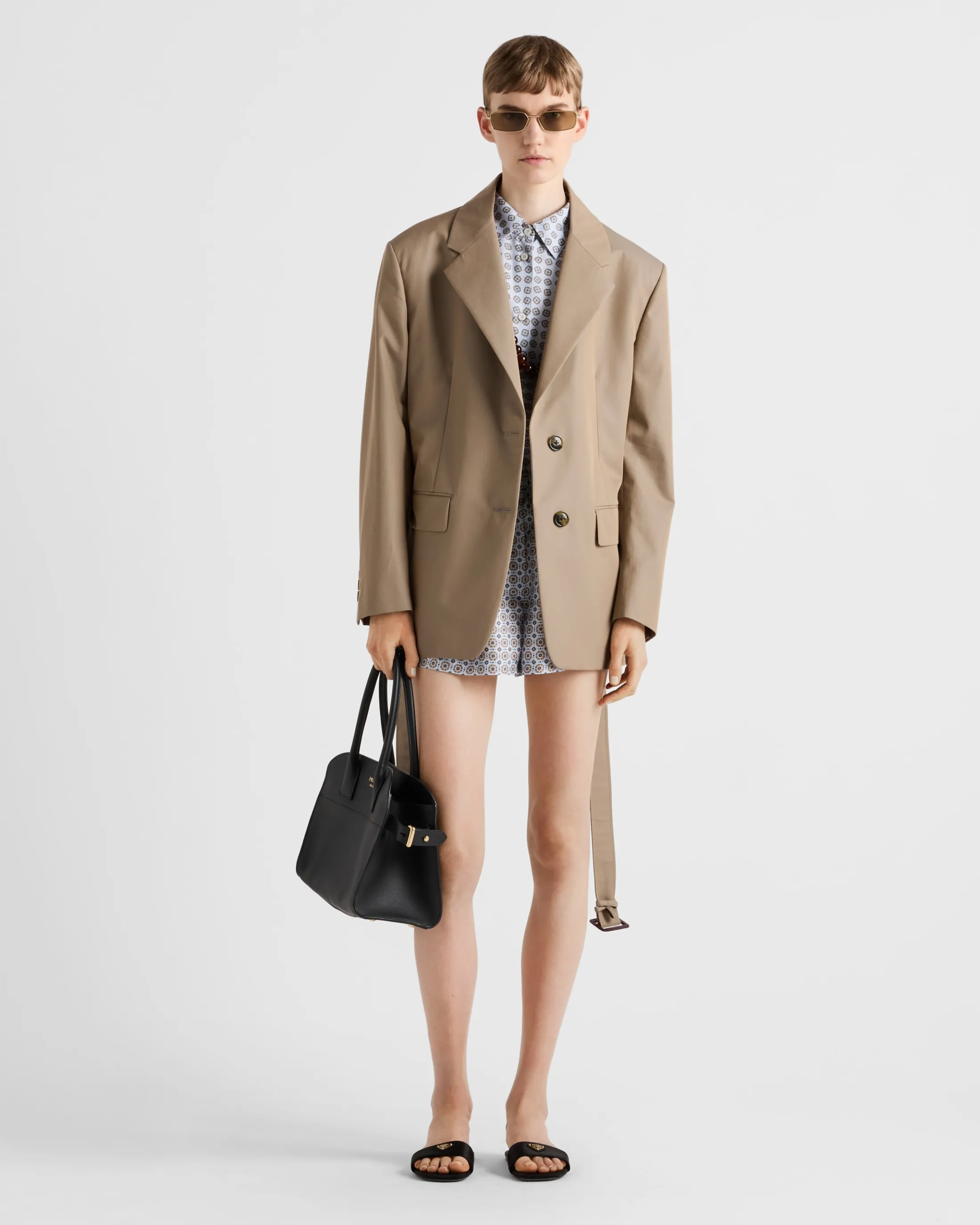 Prada Single-breasted twill jacket Beige Store