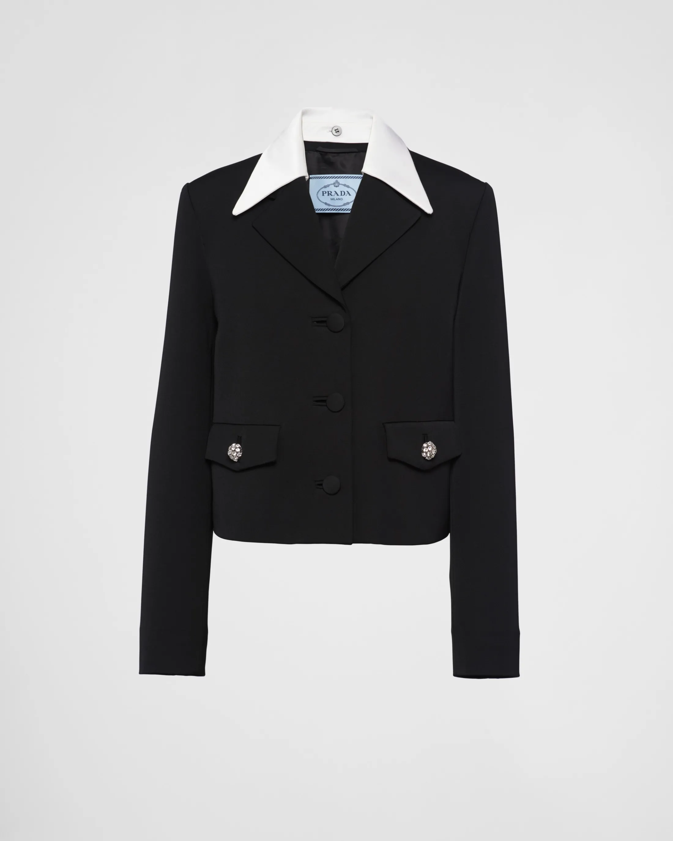 Prada Single-breasted wool and satin jacket Black Best