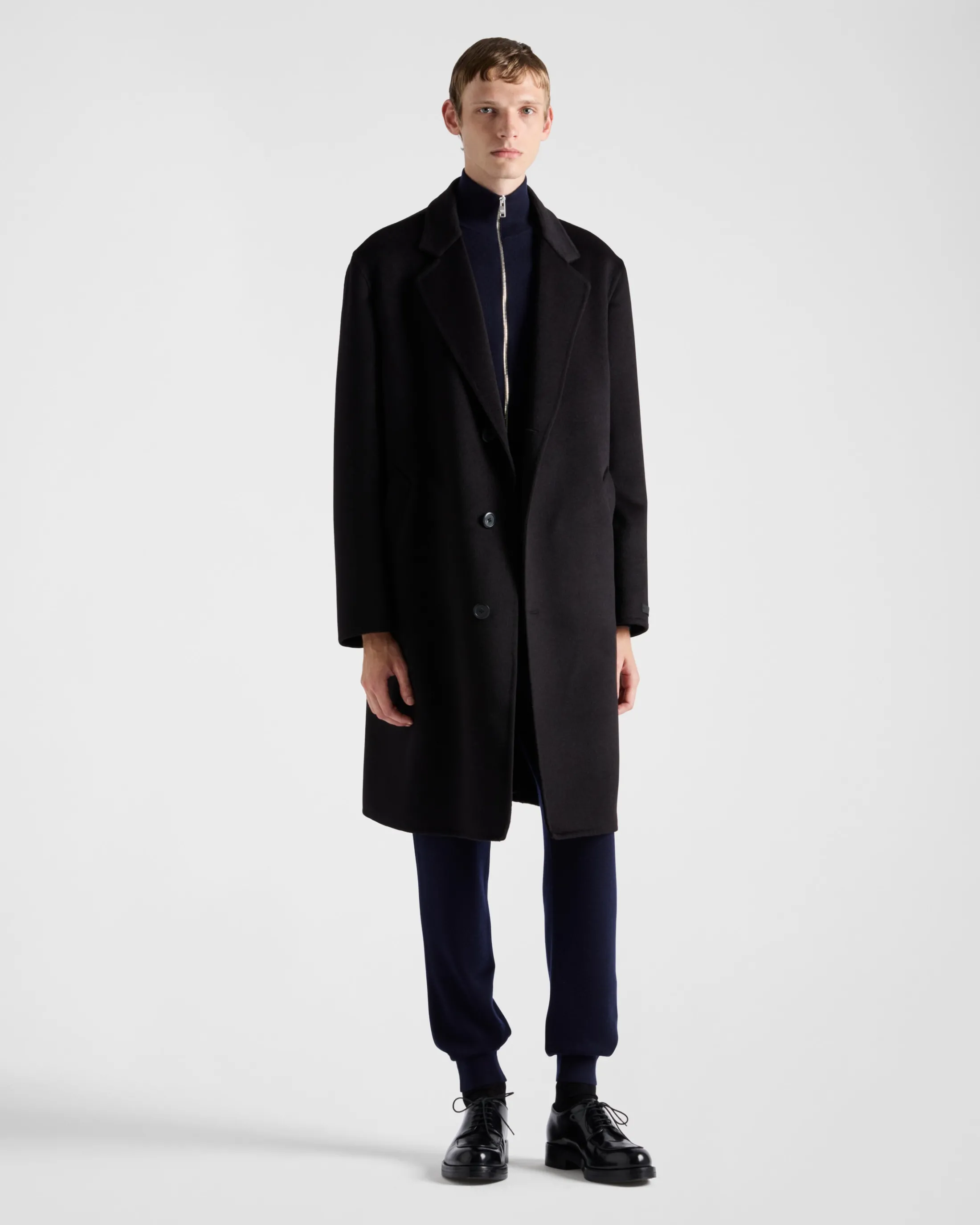 Prada Single-breasted wool, angora and cashgora coat Black Shop