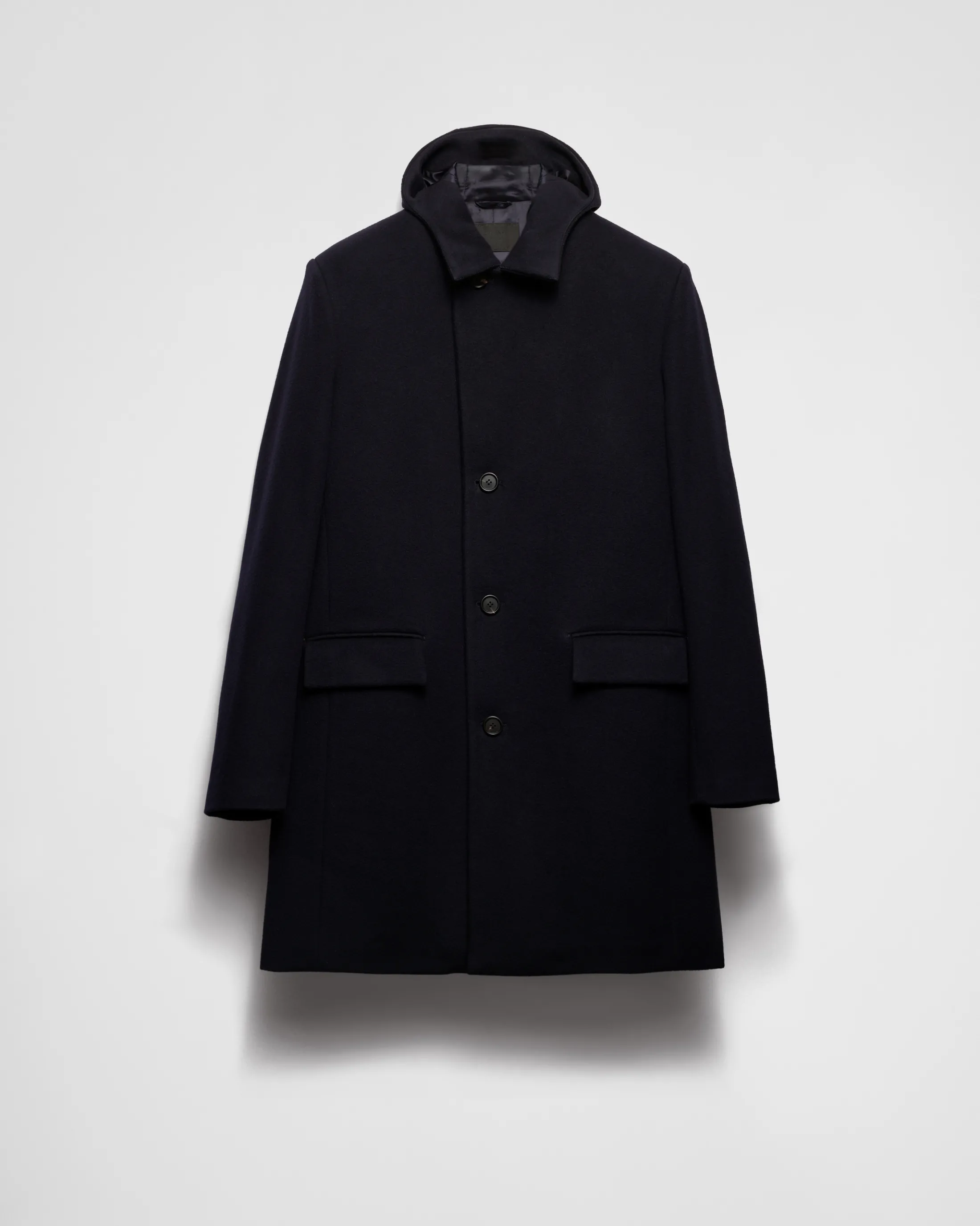 Prada Single-breasted wool blend coat Navy Flash Sale