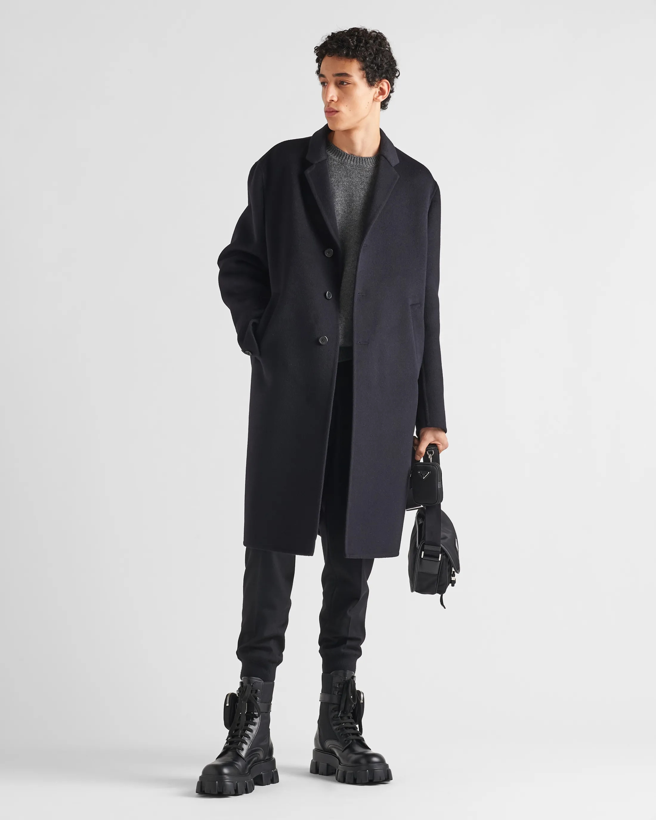 Prada Single-breasted wool blend coat Blue Best