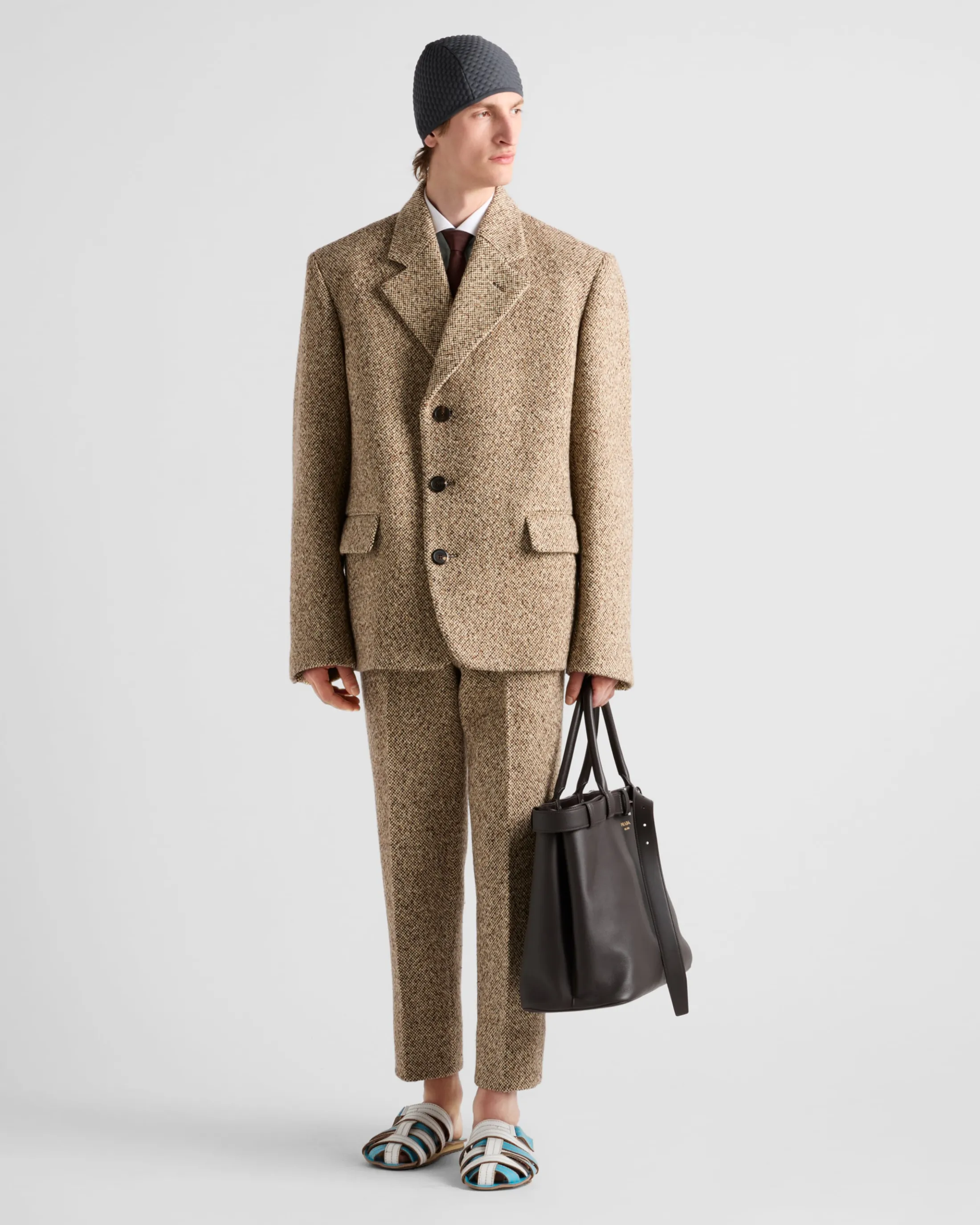 Prada Single-breasted wool blend jacket Camelbrown Online