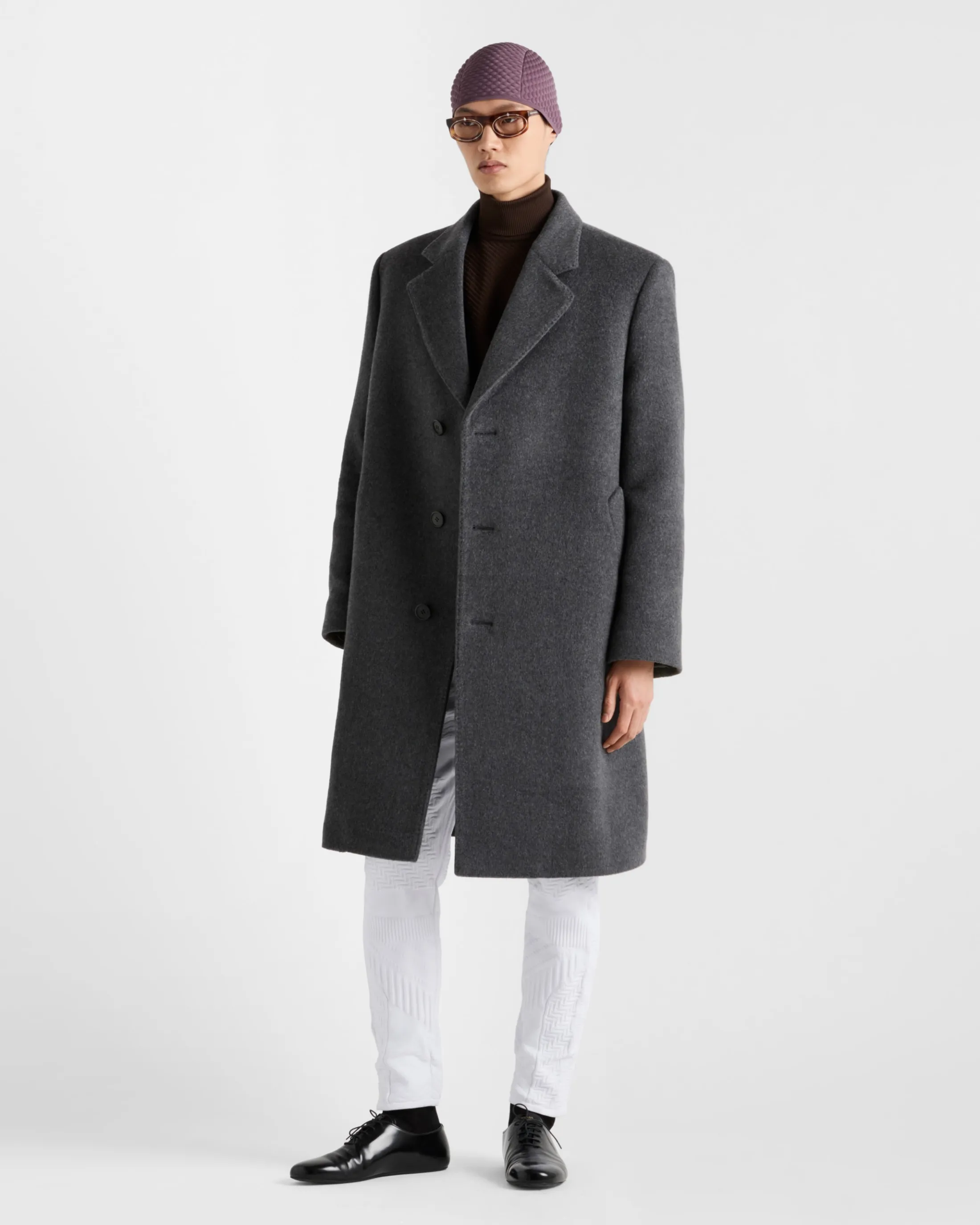 Prada Single-breasted wool coat Slategray Cheap