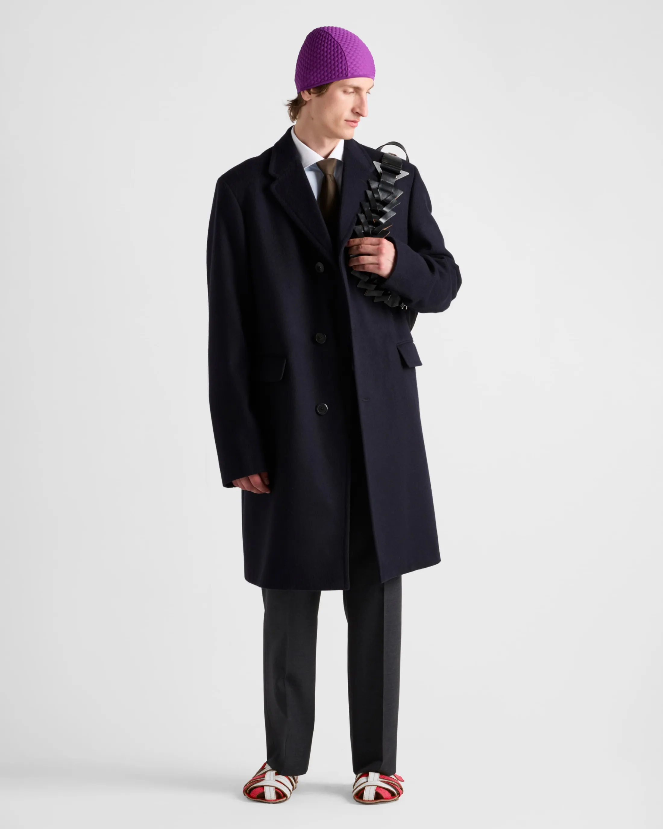 Prada Single-breasted wool coat Navy New