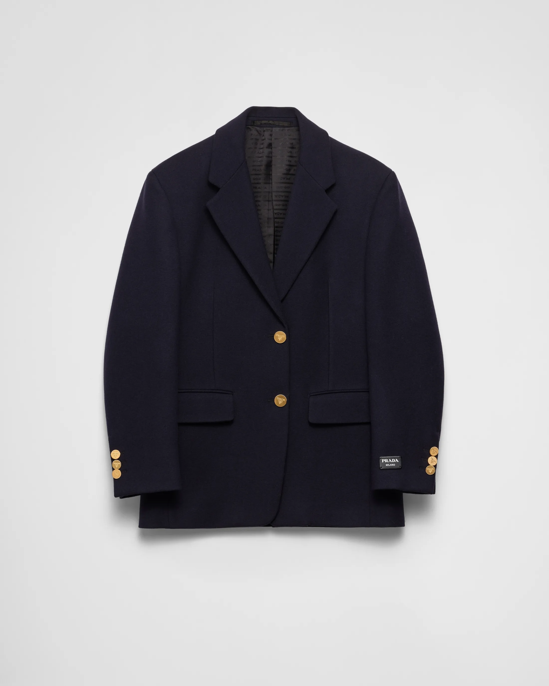 Prada Single-breasted wool faille jacket Navy Store