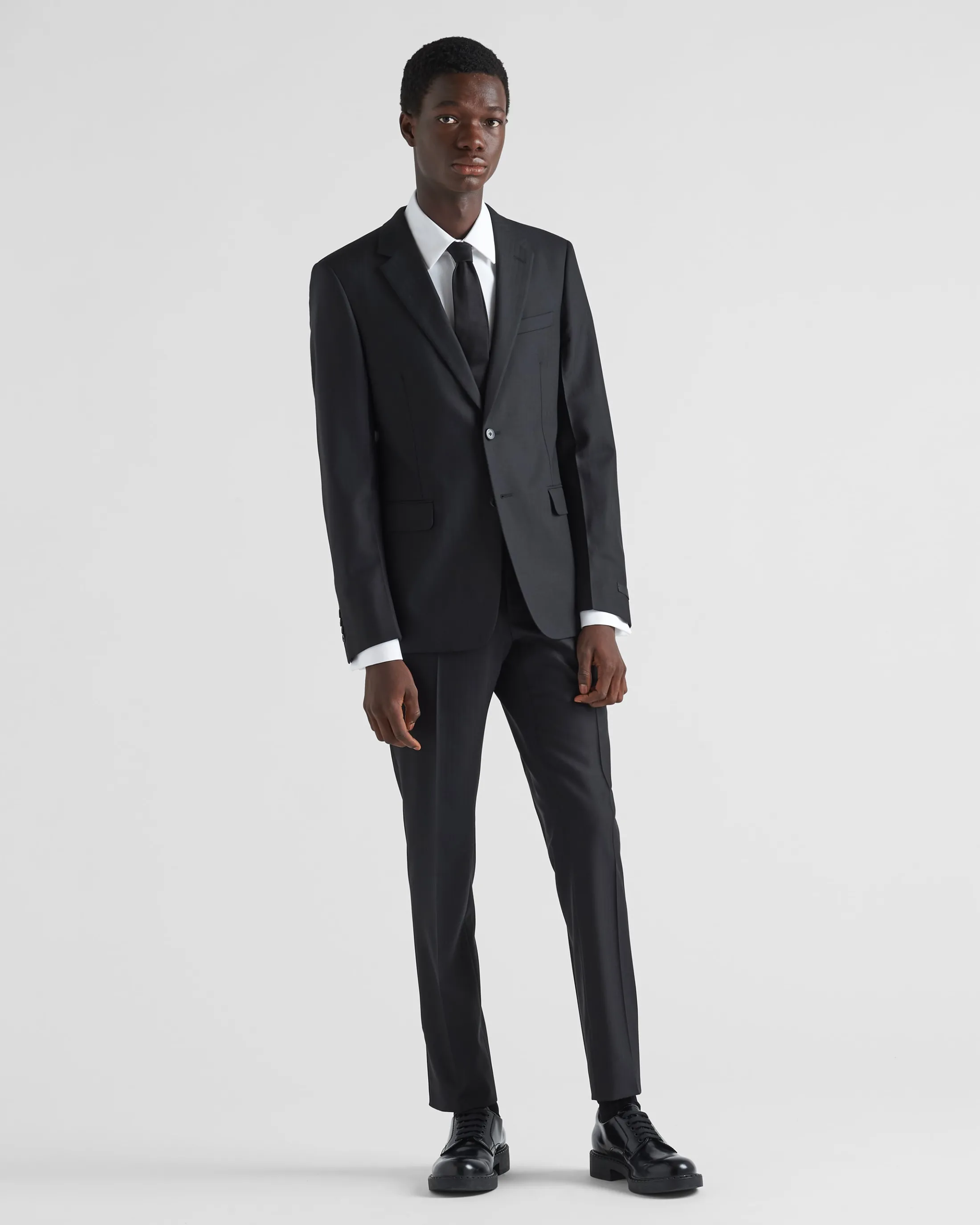 Prada Single-breasted wool suit Black Outlet