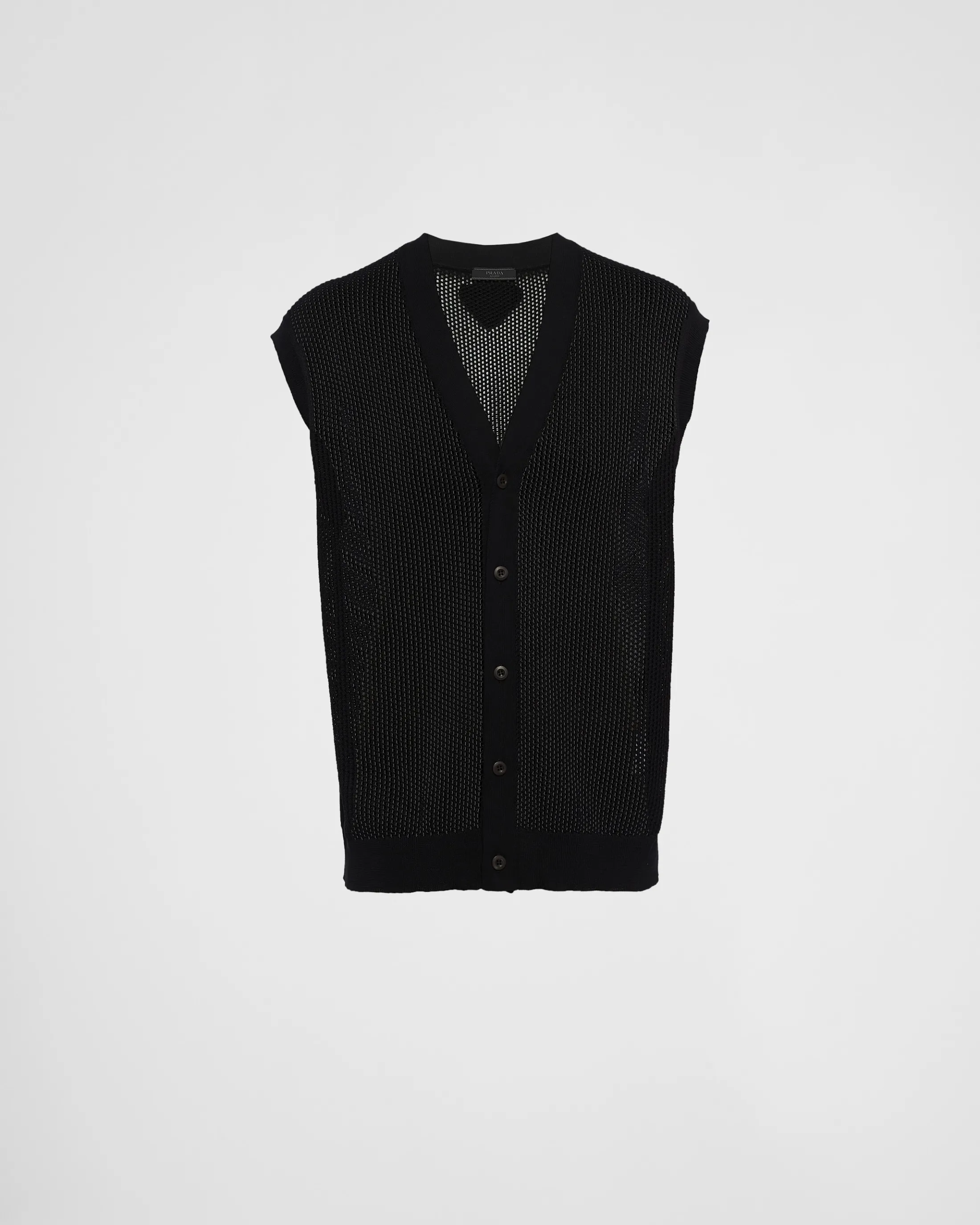 Prada Sleeveless silk and cotton cardigan Black Outlet